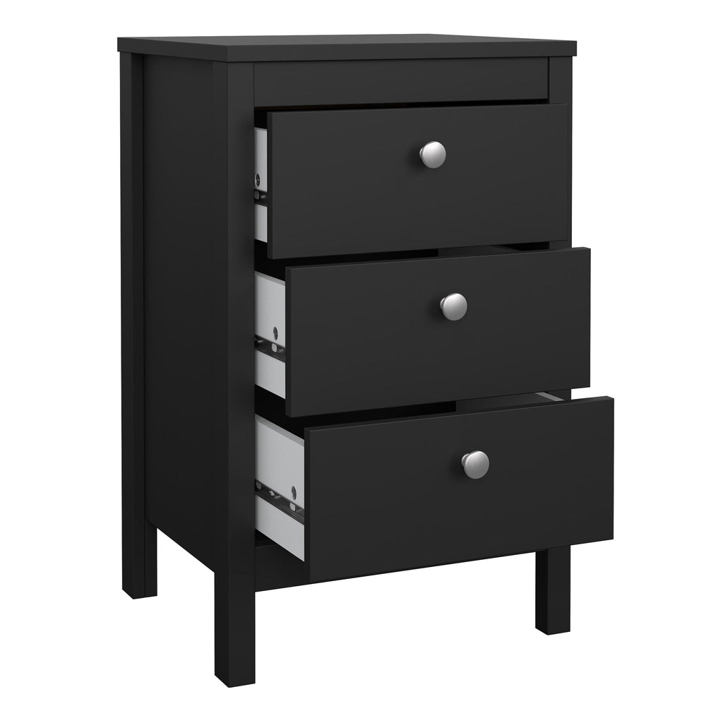 Madrid Bedside Table 3 Drawers in Matt Black - image 6