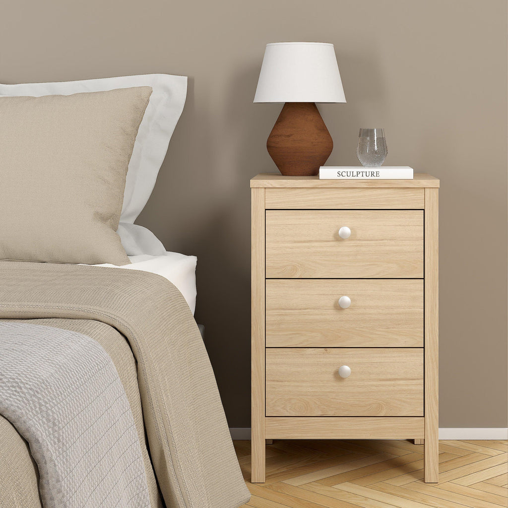 Madrid Bedside Table 3 Drawers in Jackson Hickory Oak - image 7