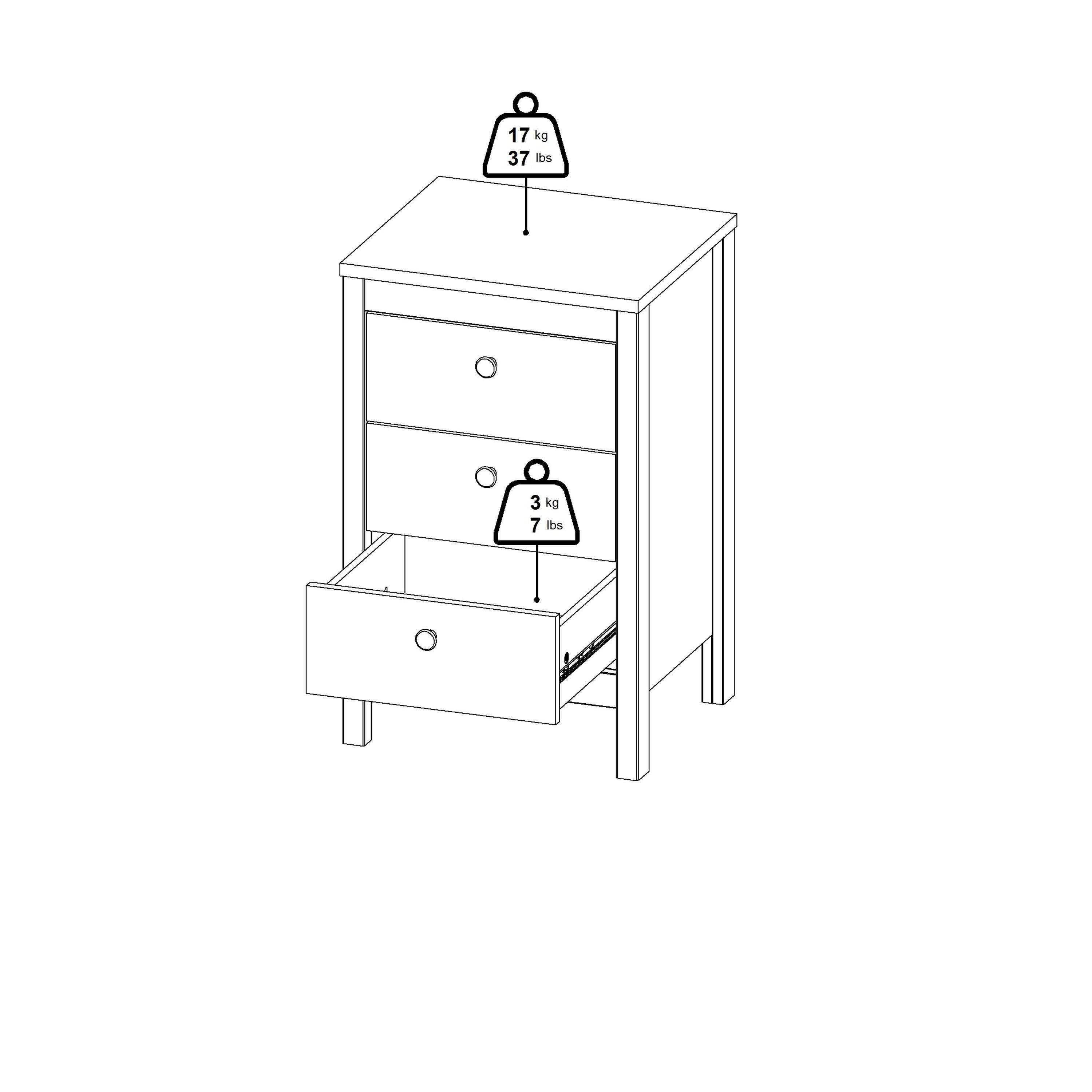 Madrid Bedside Table 3 Drawers in Cashmere - image 11