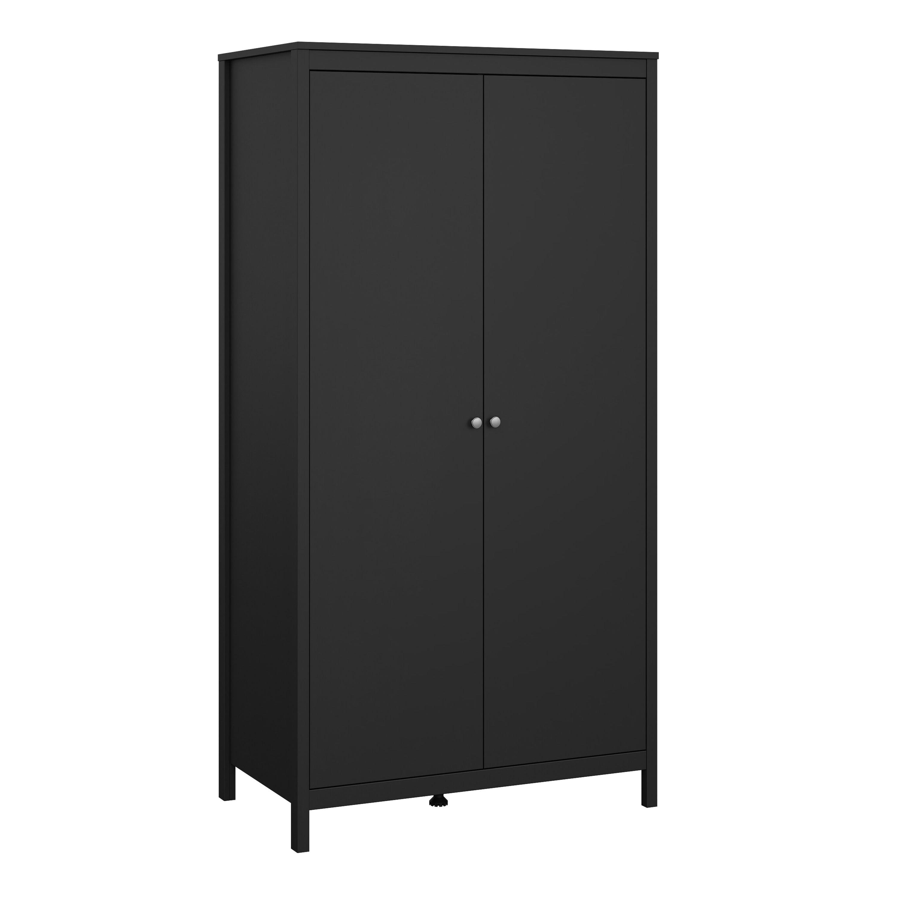 Madrid Package - Bedside Table 2 Drawers + Chest 3+2 Drawers + Wardrobe with 2 Doors in Matt Black - image 10