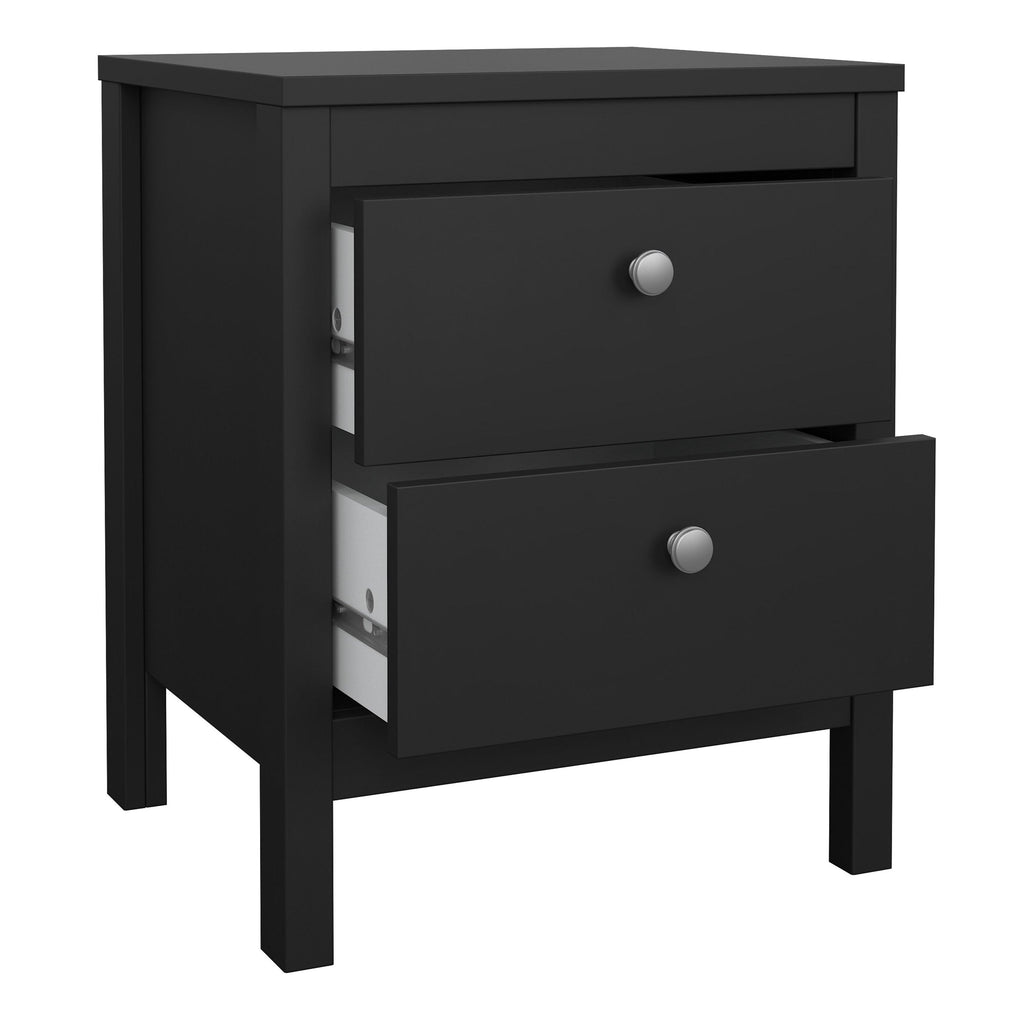 Madrid Package - Bedside Table 2 Drawers + Chest 5 Drawers + Wardrobe with 3 Doors in Matt Black - image 3