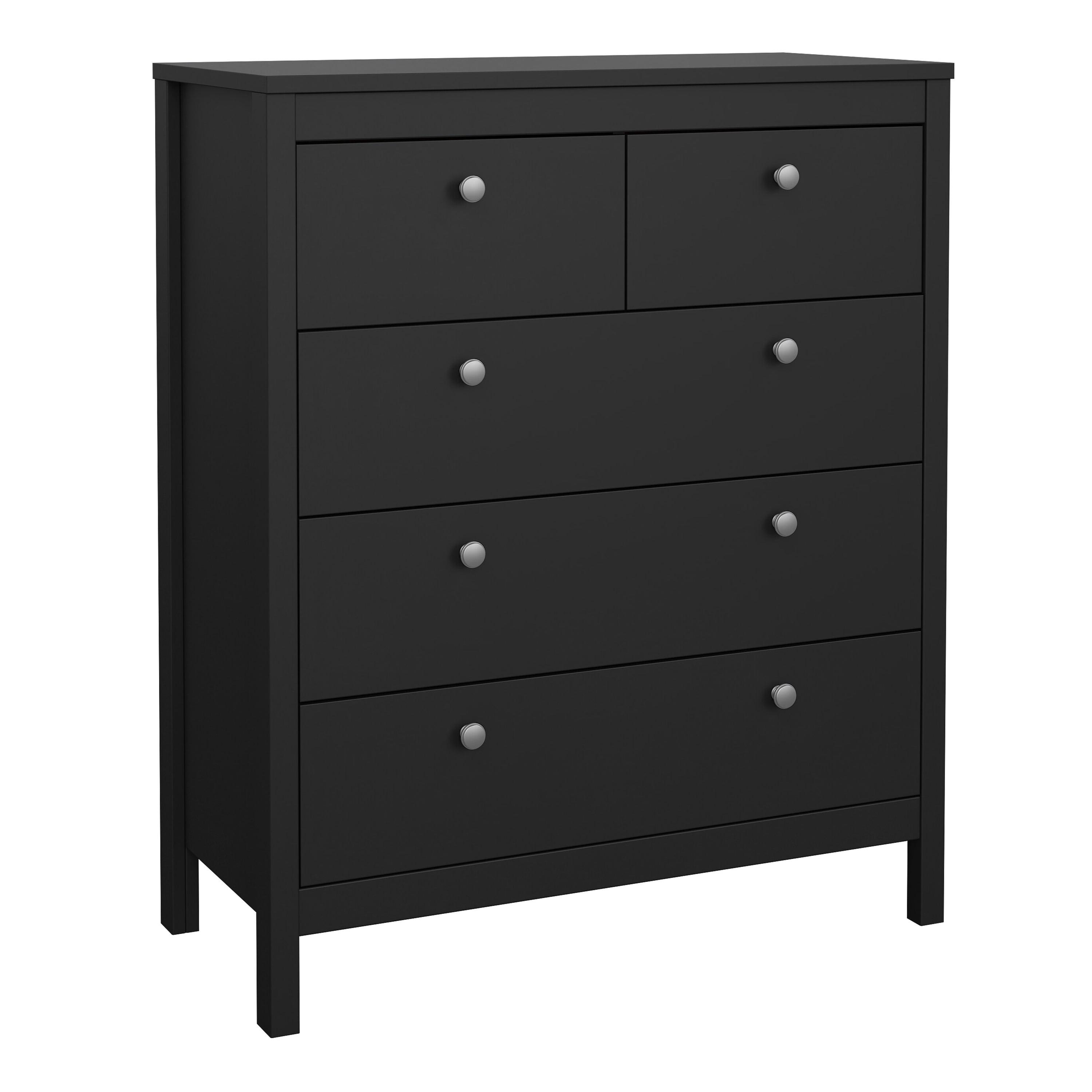 Madrid Package - Bedside Table 2 Drawers + Chest 5 Drawers + Wardrobe with 3 Doors in Matt Black - image 6