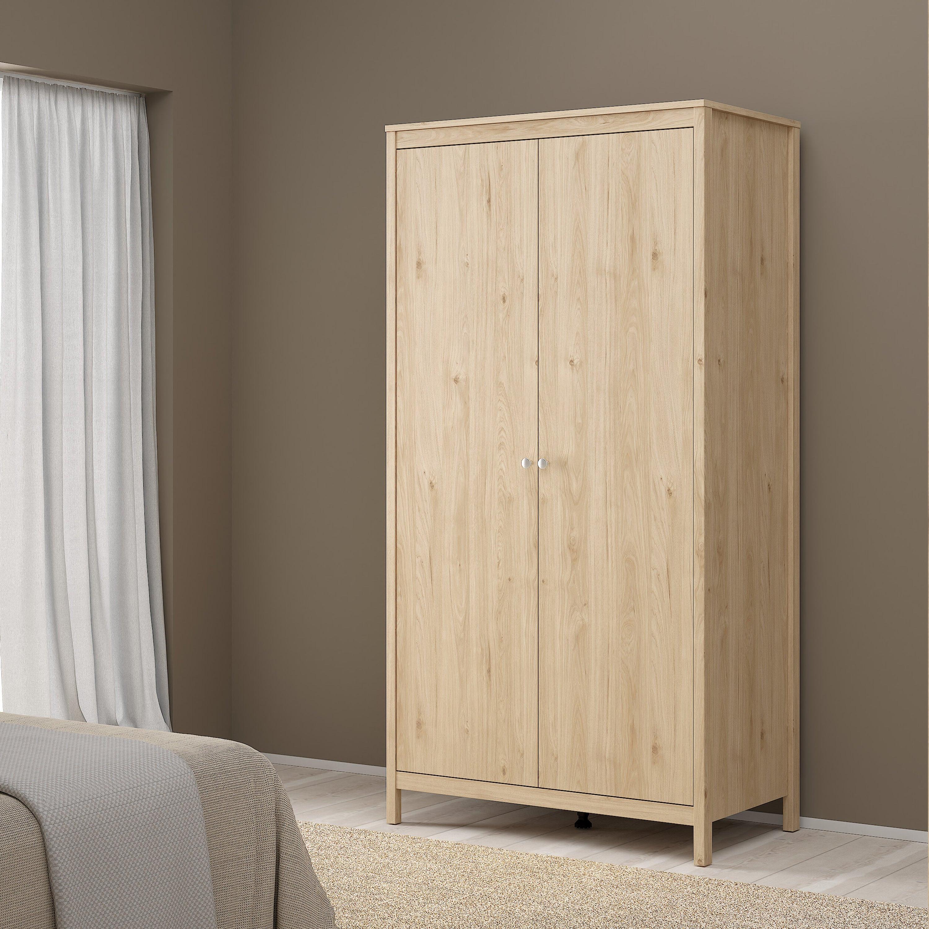 Madrid Package - Bedside Table 2 Drawers + Chest 5 Drawers + 2 Door Wardrobe in Jackson Hickory Oak - image 12