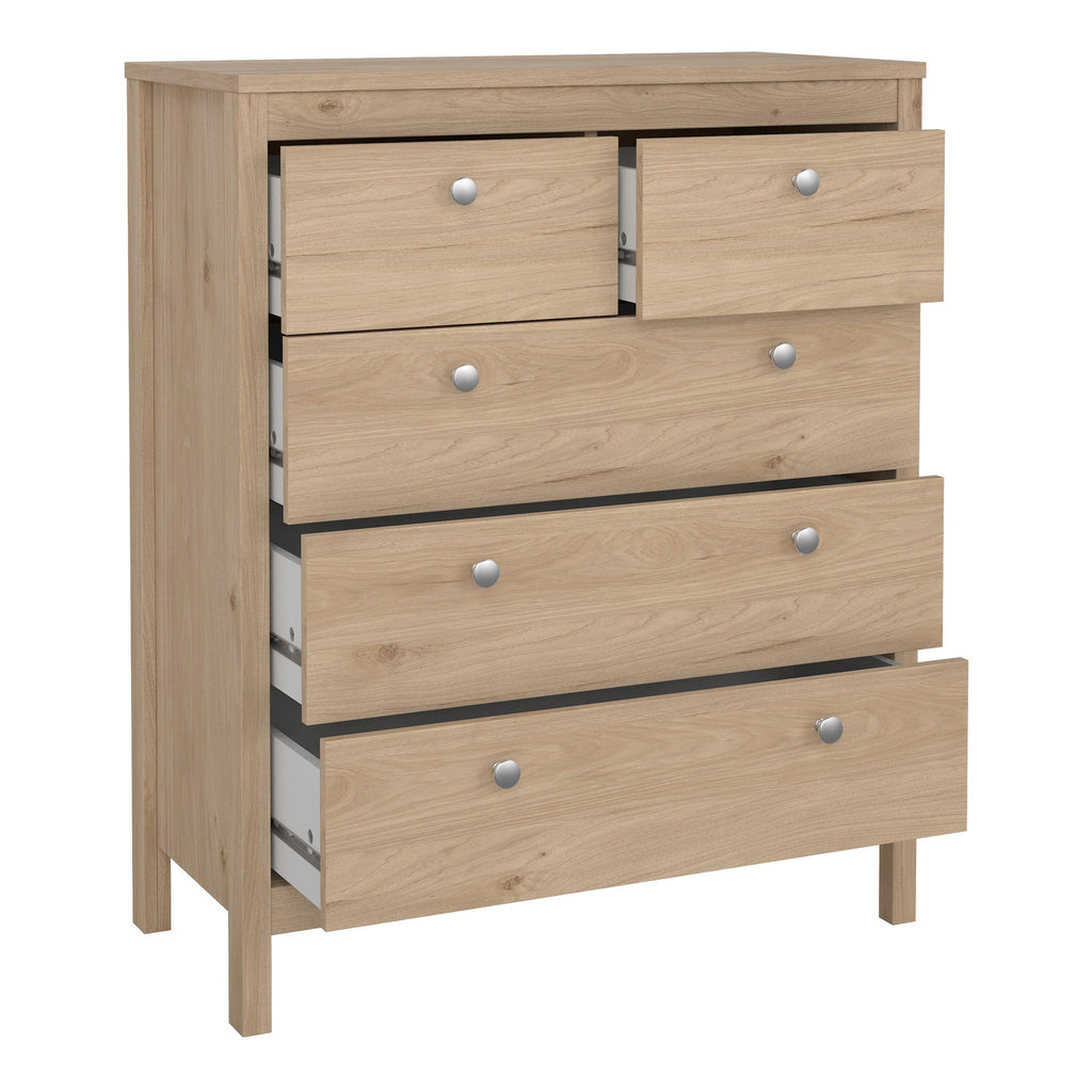 Madrid Package - Bedside Table 2 Drawers + Chest 5 Drawers + 2 Door Wardrobe in Jackson Hickory Oak - image 7