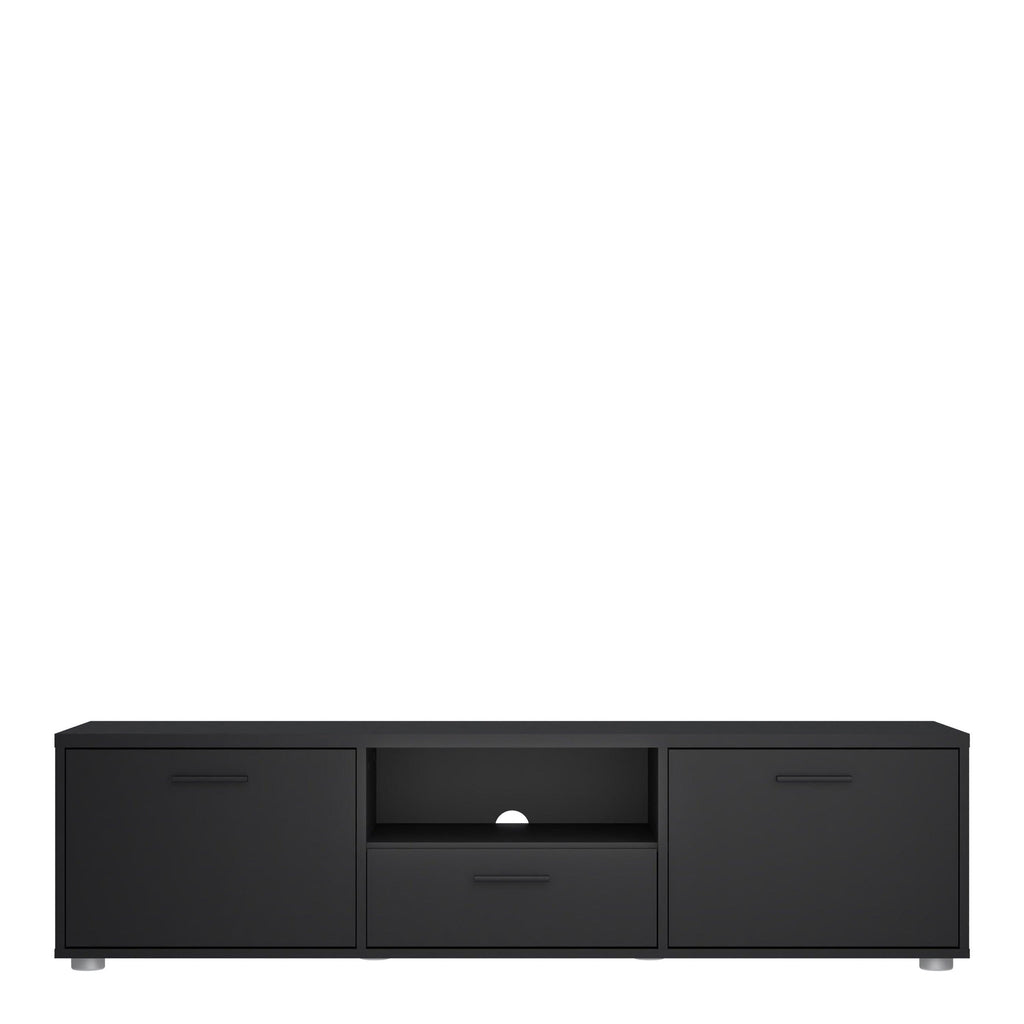 Media TV Unit with 2 Doors 1 Drawer 147cm Black - image 2