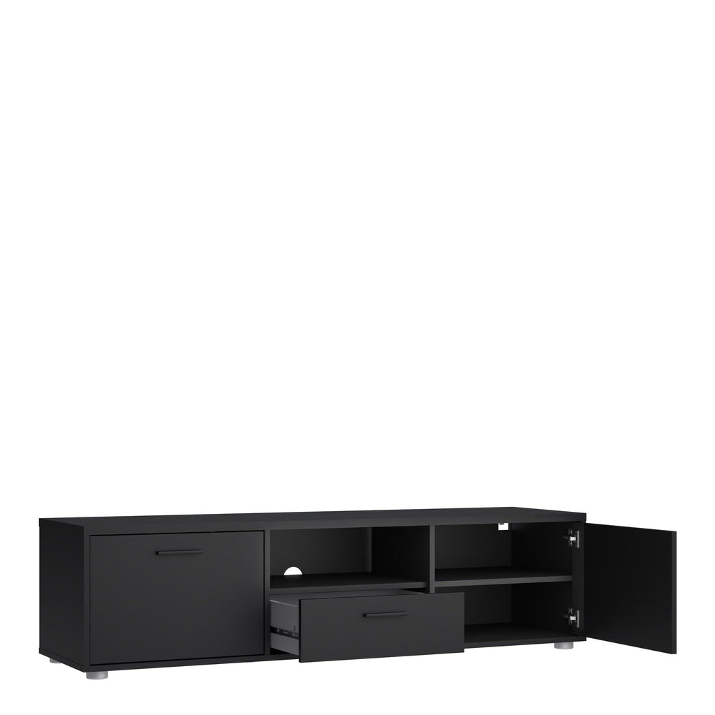 Media TV Unit with 2 Doors 1 Drawer 147cm Black - image 4