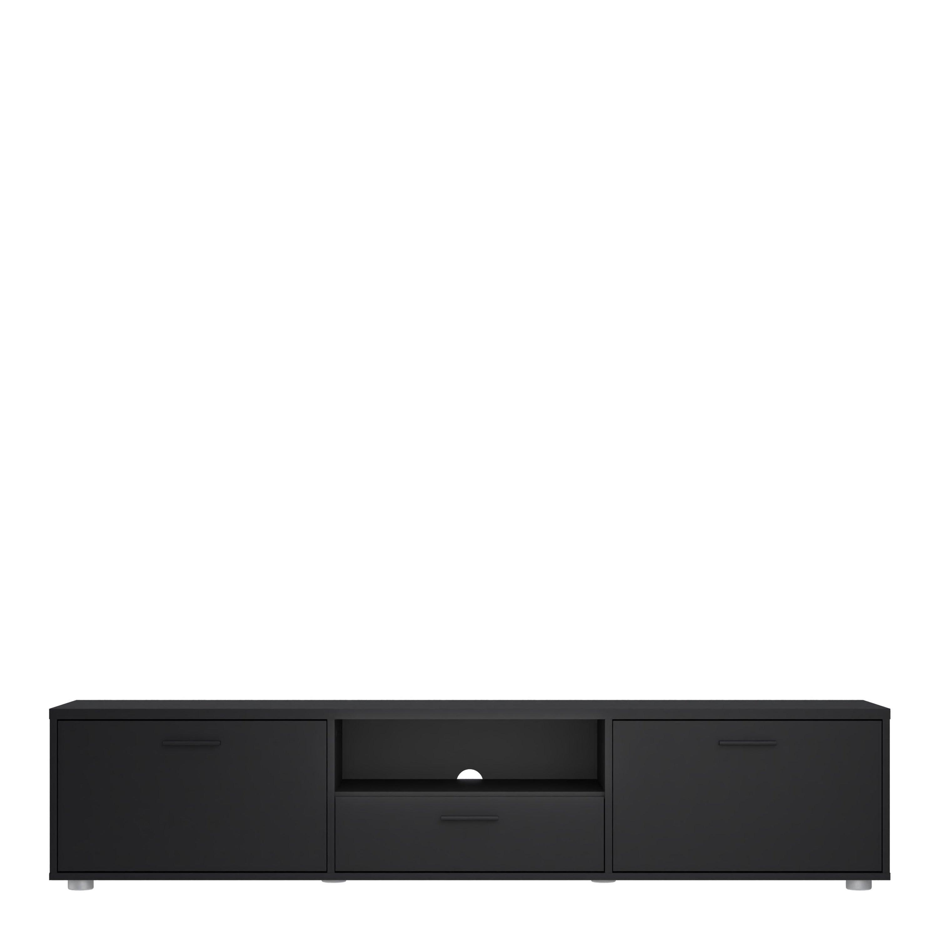 Media TV Unit with 2 Doors 1 Drawer 177cm Black - image 2