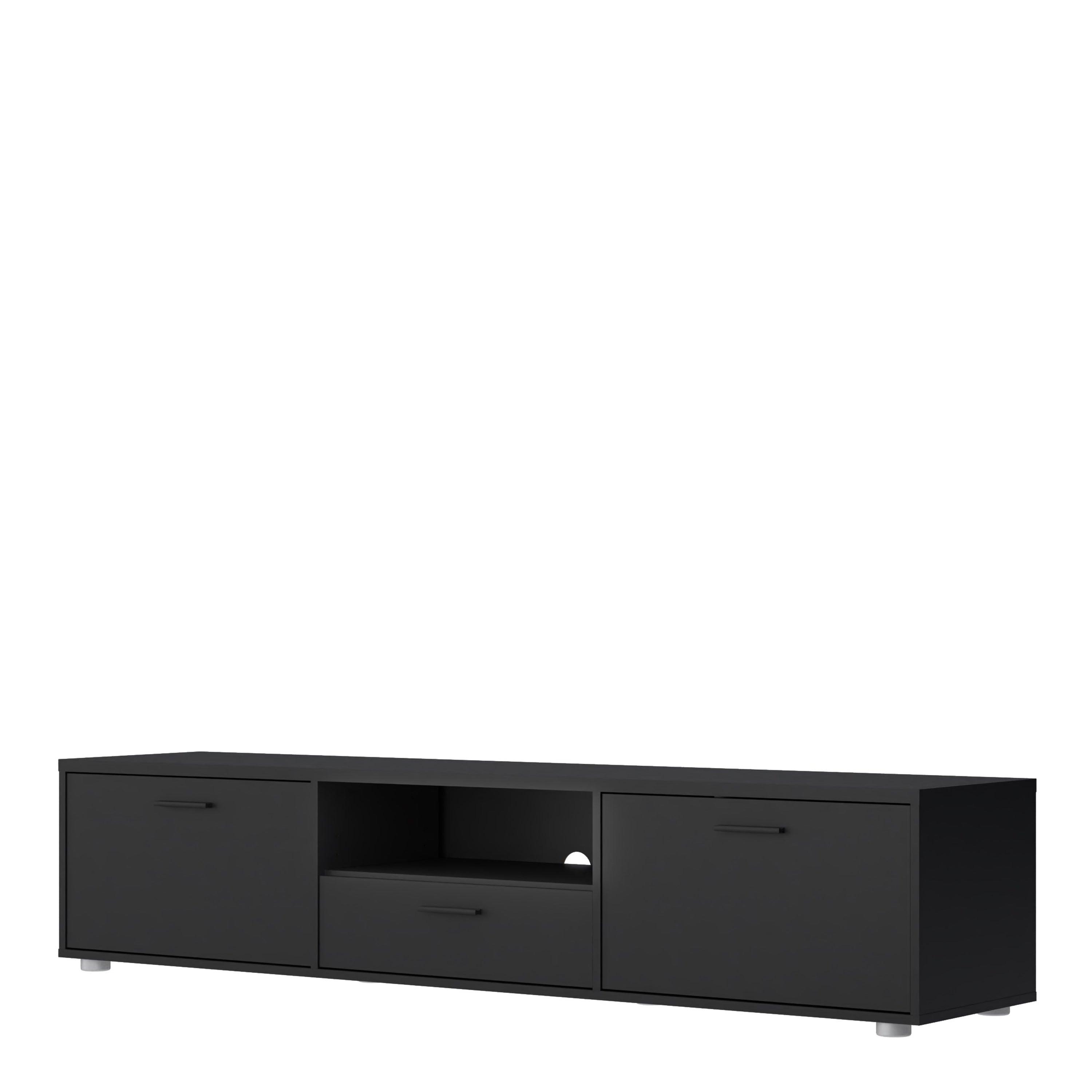 Media TV Unit with 2 Doors 1 Drawer 177cm Black - image 3
