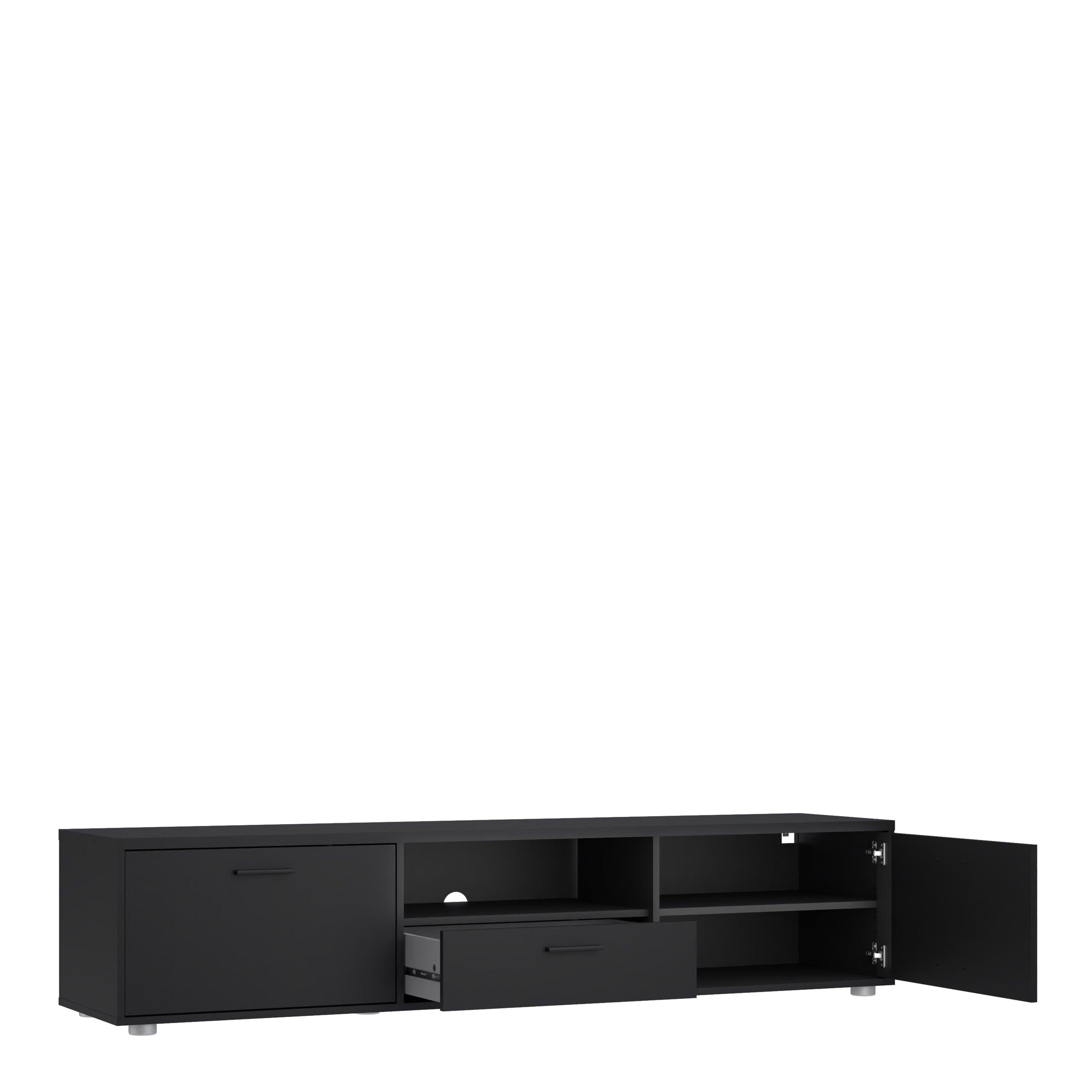 Media TV Unit with 2 Doors 1 Drawer 177cm Black - image 5