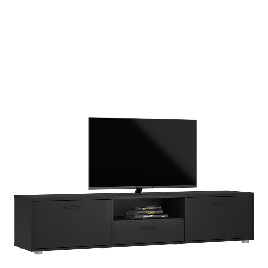 Media TV Unit with 2 Doors 1 Drawer 177cm Black - image 7