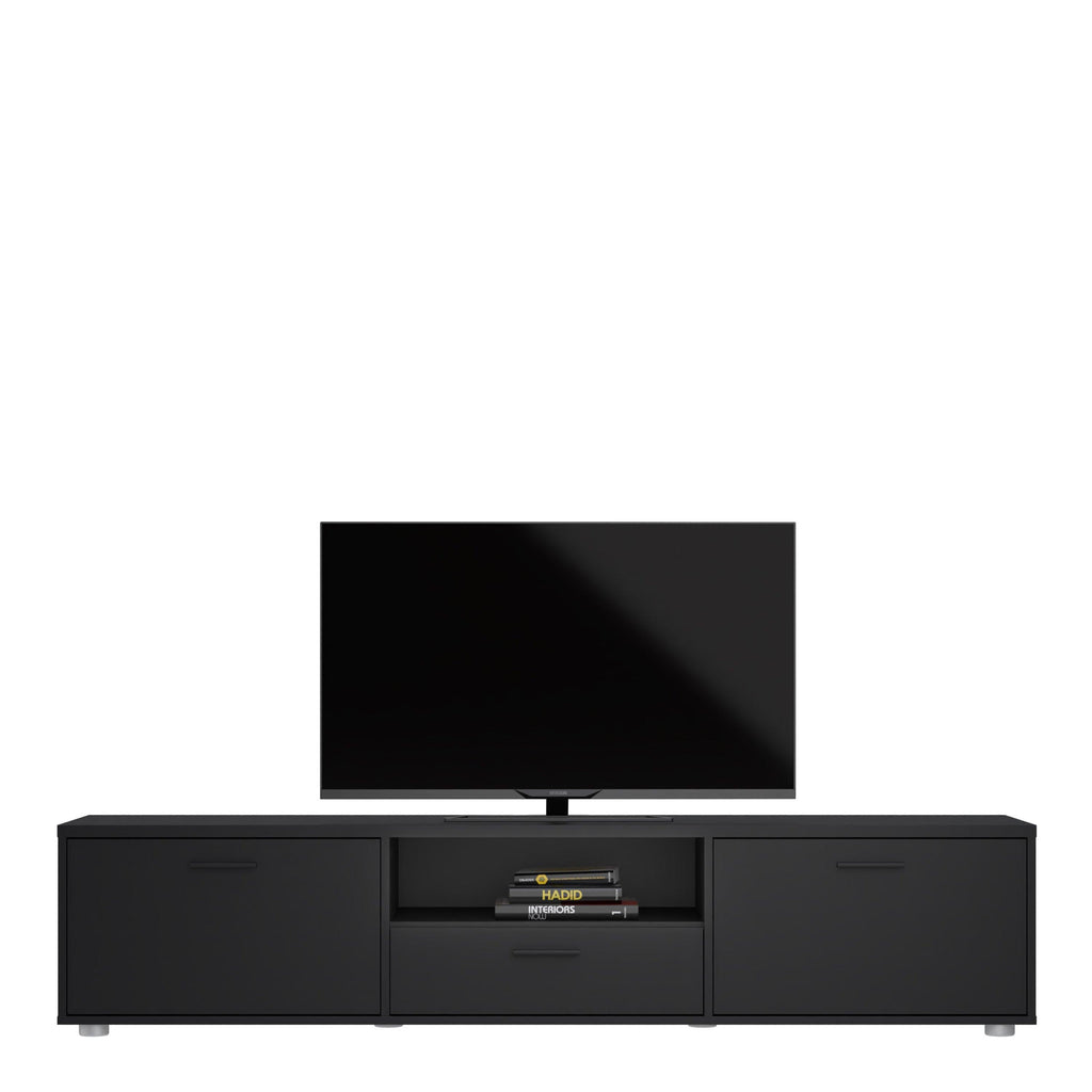 Media TV Unit with 2 Doors 1 Drawer 177cm Black - image 8