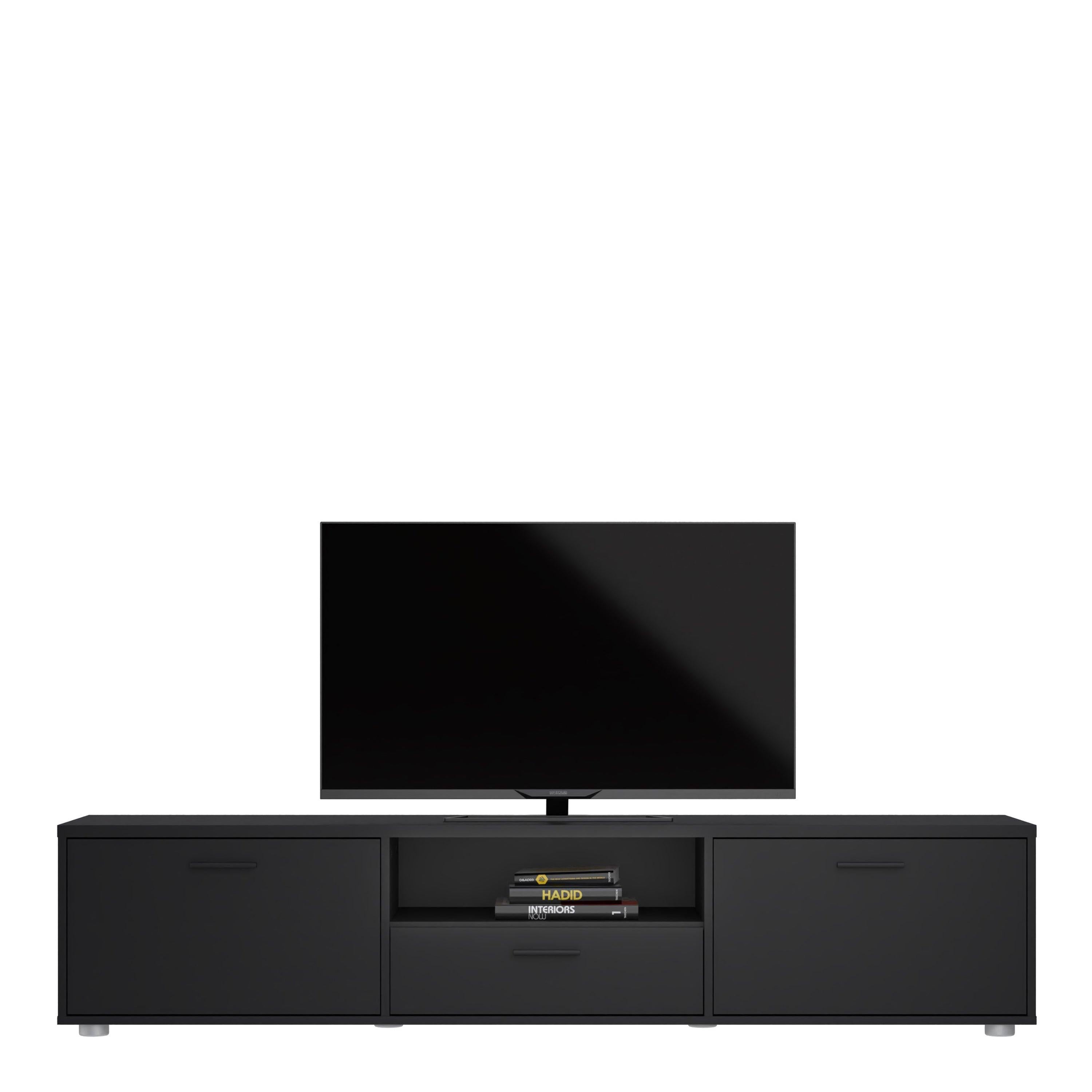 Media TV Unit with 2 Doors 1 Drawer 177cm Black - image 8