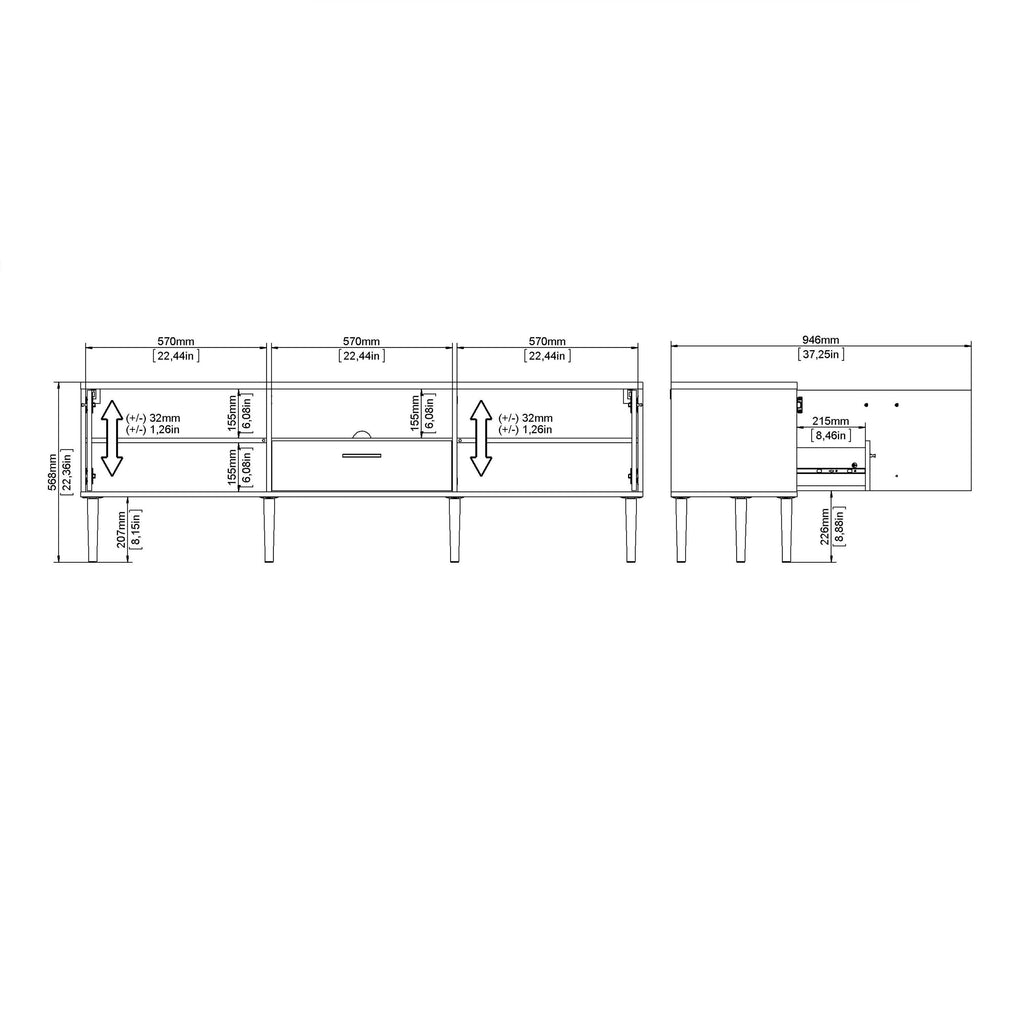 Media TV Unit with 2 Doors 1 Drawer in White - image 11