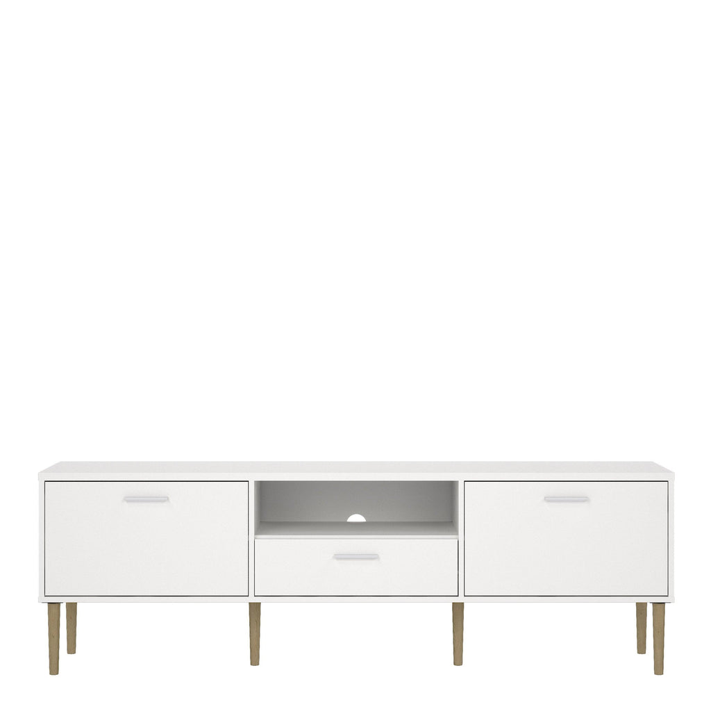 Media TV Unit with 2 Doors 1 Drawer in White - image 2