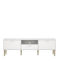 Media TV Unit with 2 Doors 1 Drawer in White - image 2