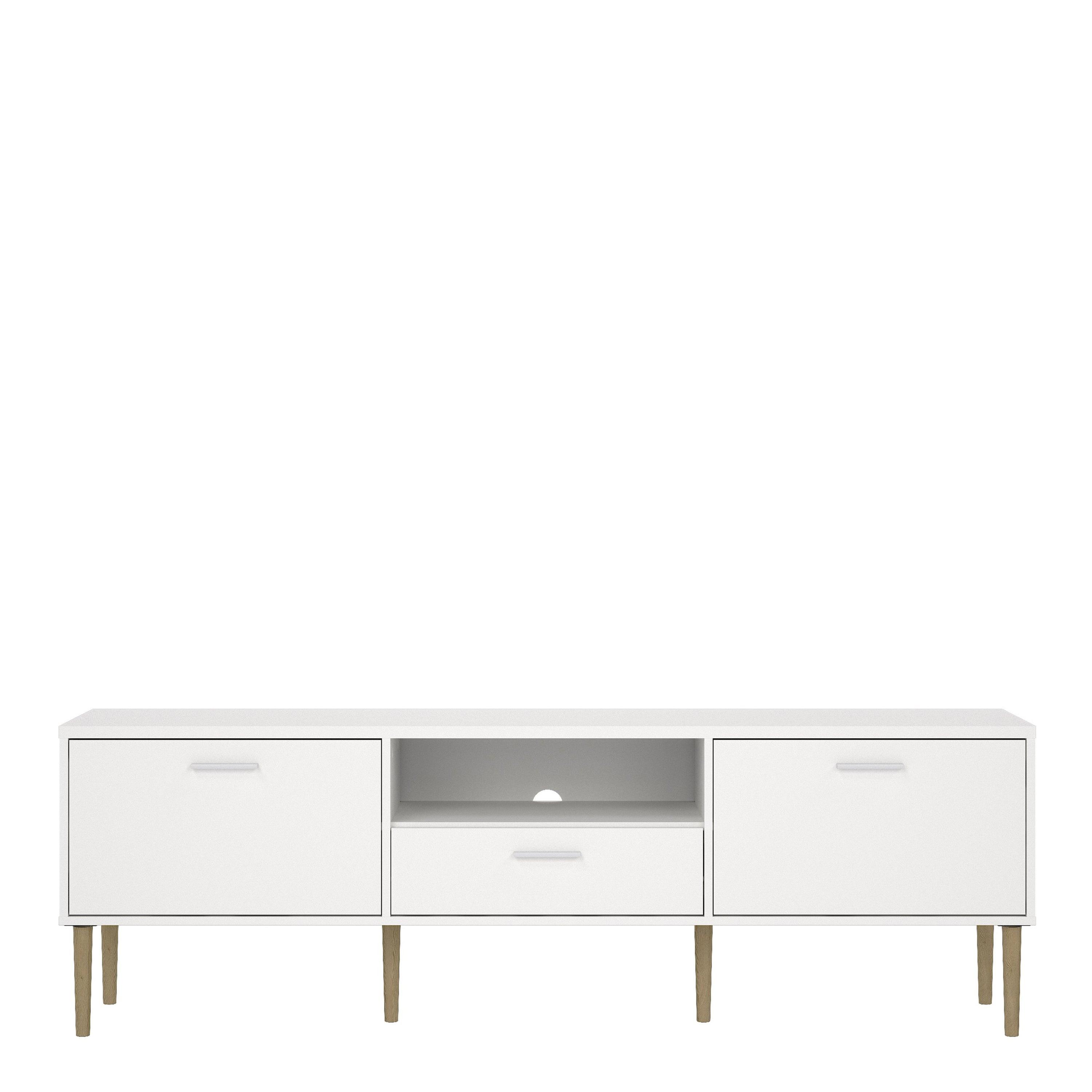 Media TV Unit with 2 Doors 1 Drawer in White - image 2