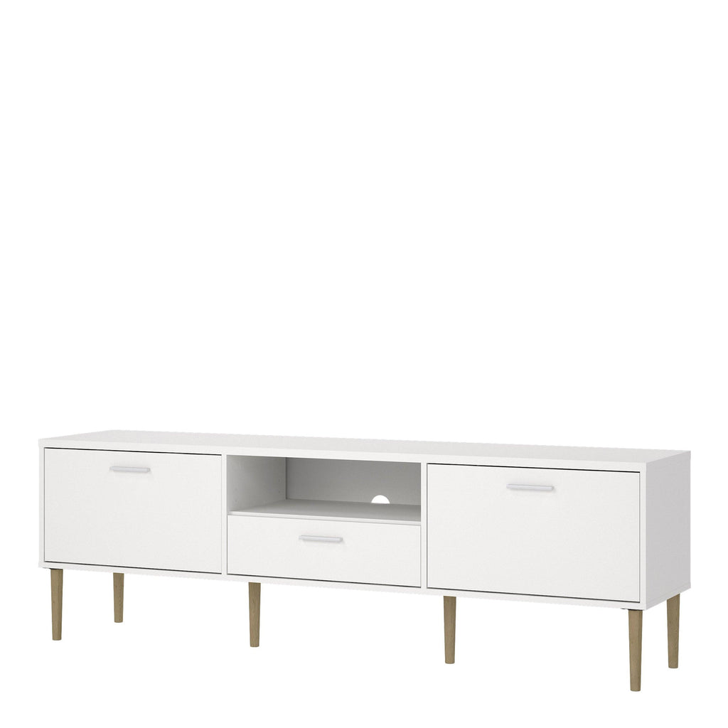 Media TV Unit with 2 Doors 1 Drawer in White - image 3