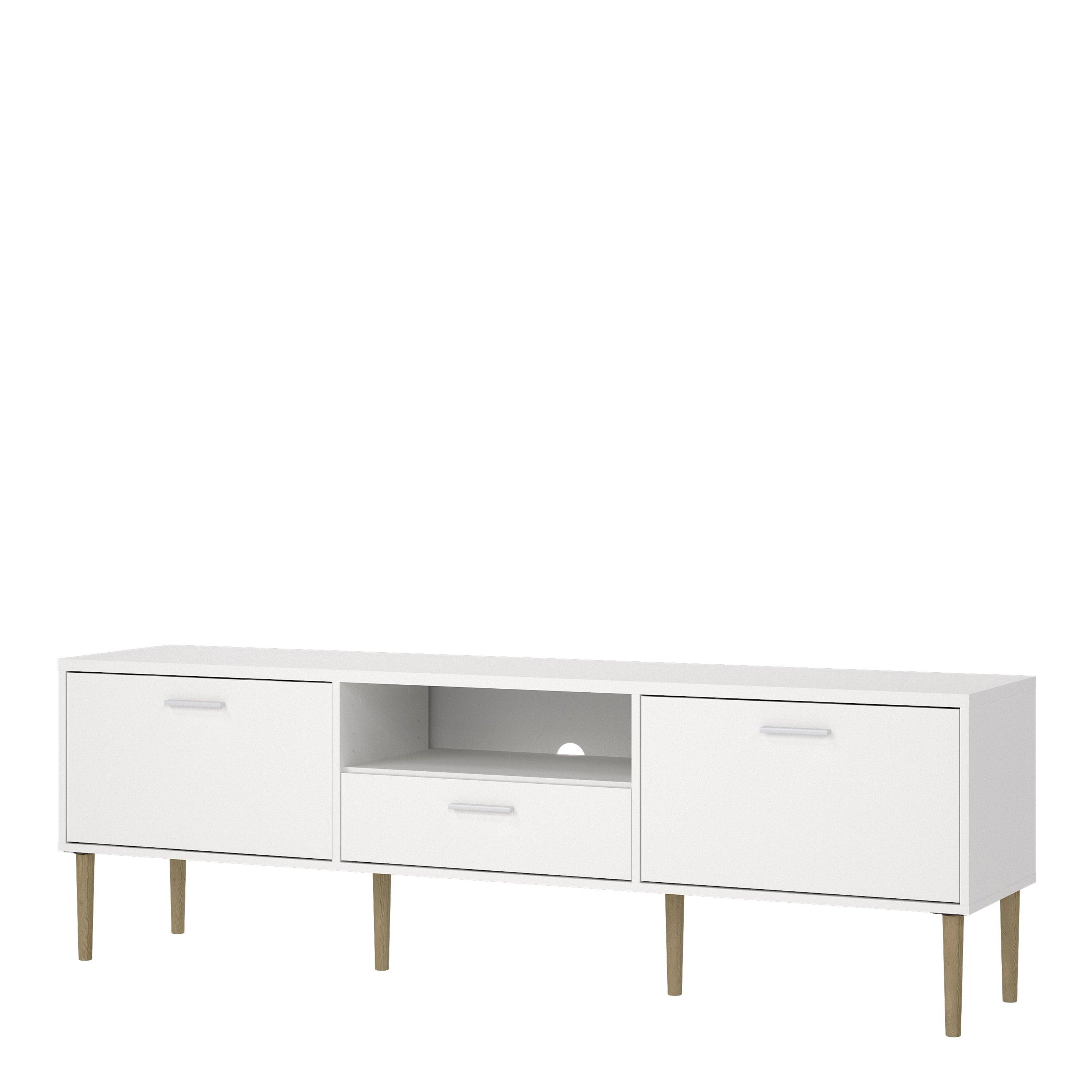 Media TV Unit with 2 Doors 1 Drawer in White - image 3