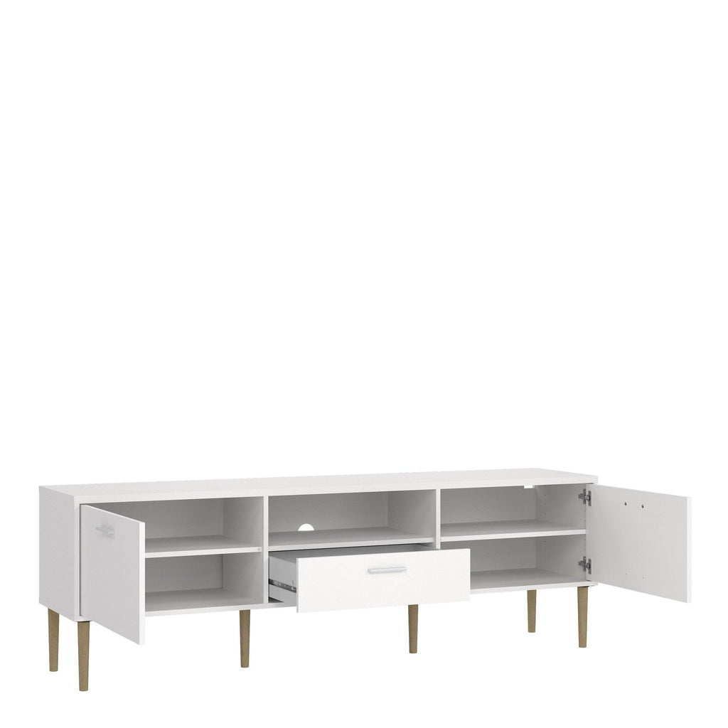 Media TV Unit with 2 Doors 1 Drawer in White - image 5