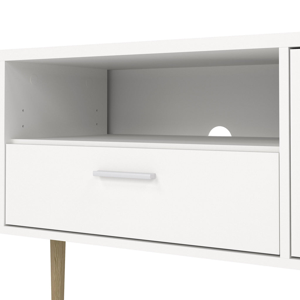 Media TV Unit with 2 Doors 1 Drawer in White - image 8