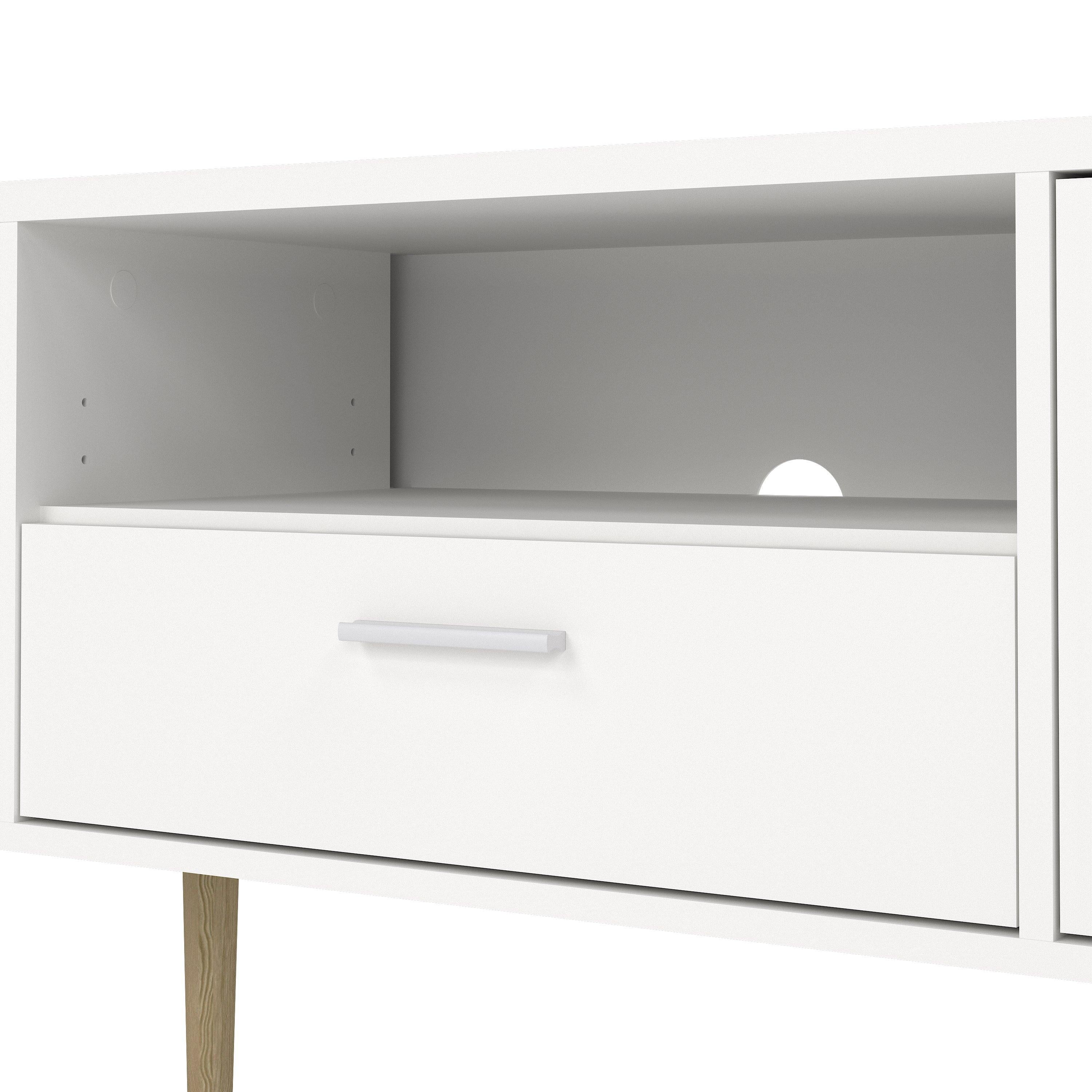 Media TV Unit with 2 Doors 1 Drawer in White - image 8