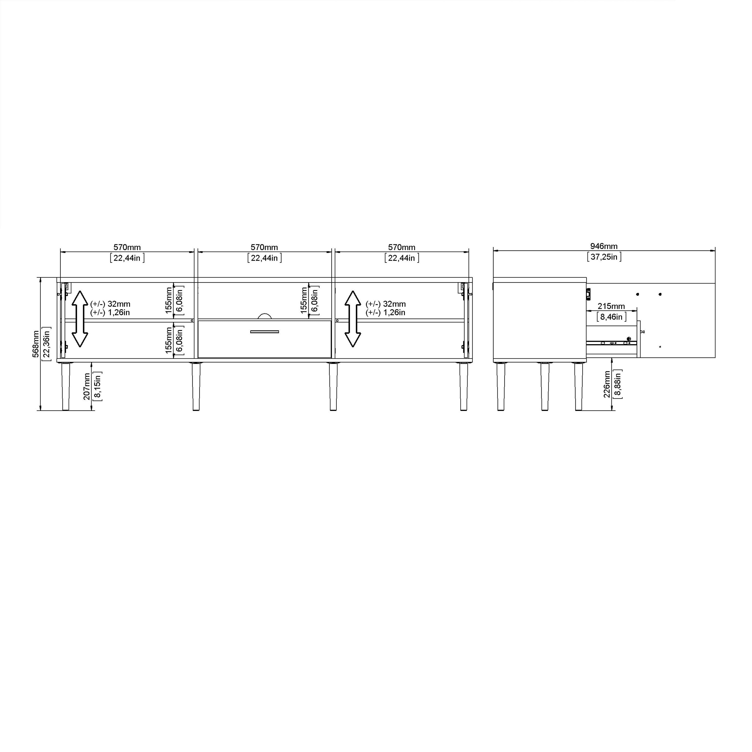 Media TV Unit with 2 Doors 1 Drawer in Black - image 11