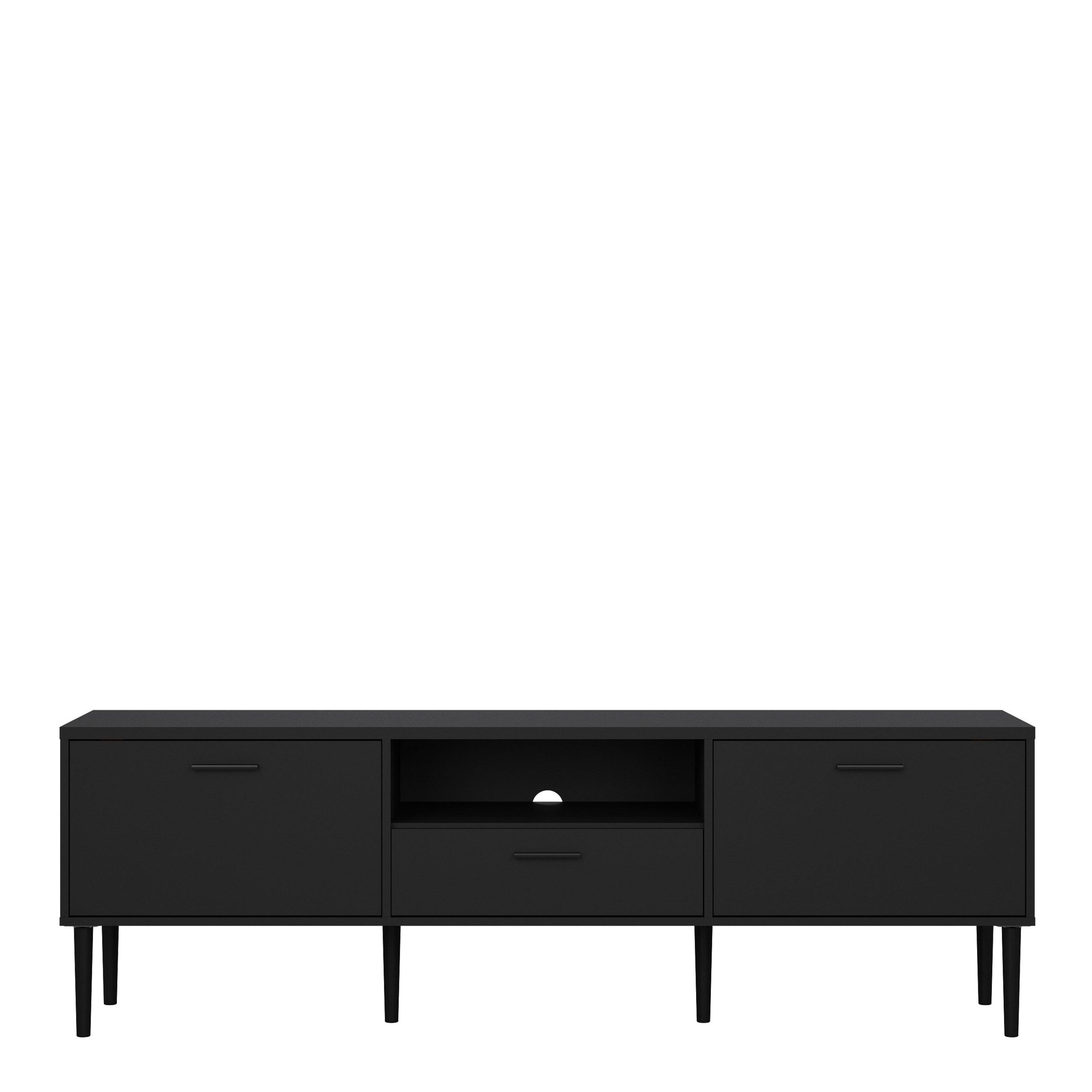 Media TV Unit with 2 Doors 1 Drawer in Black - image 2