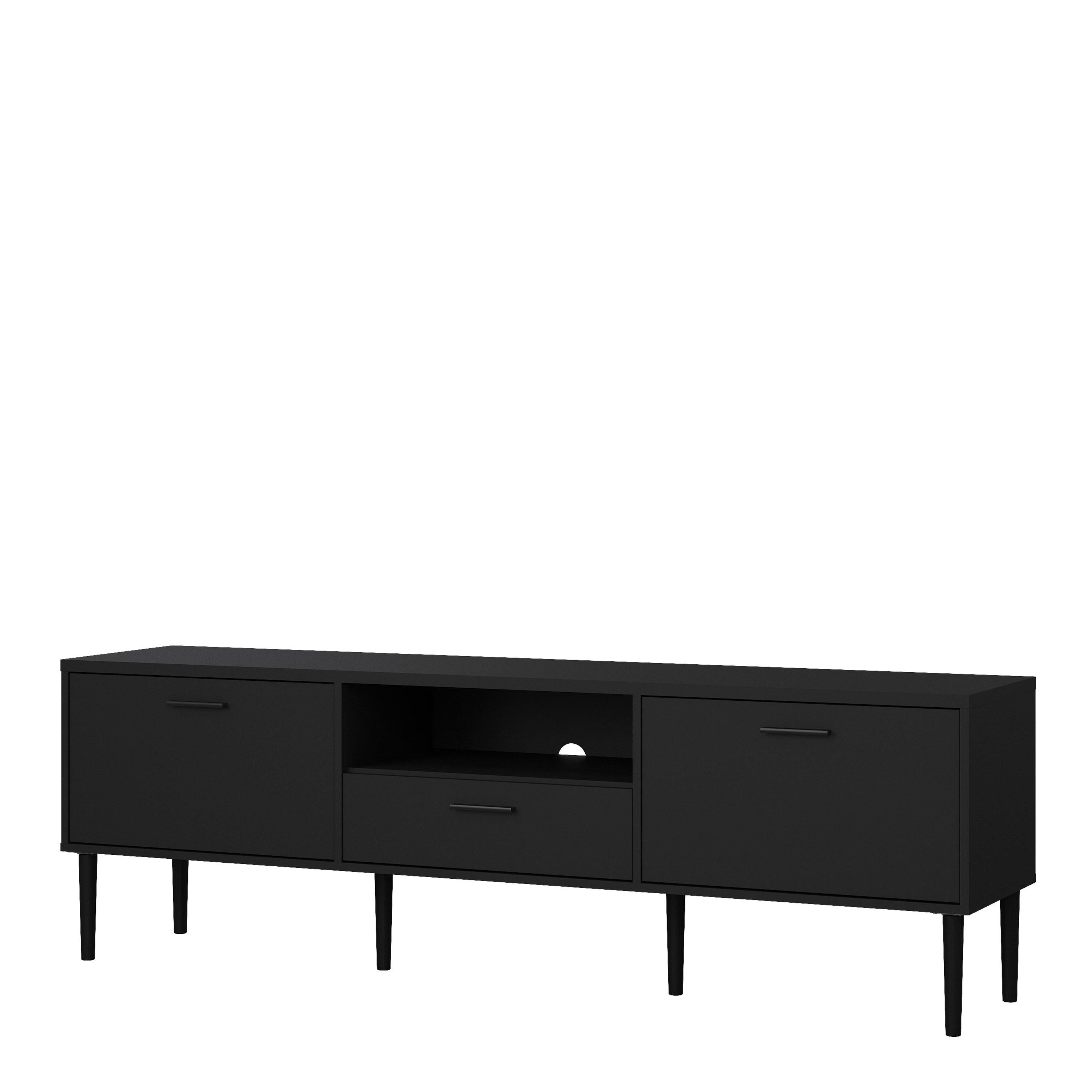 Media TV Unit with 2 Doors 1 Drawer in Black - image 3