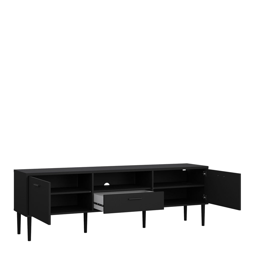 Media TV Unit with 2 Doors 1 Drawer in Black - image 5