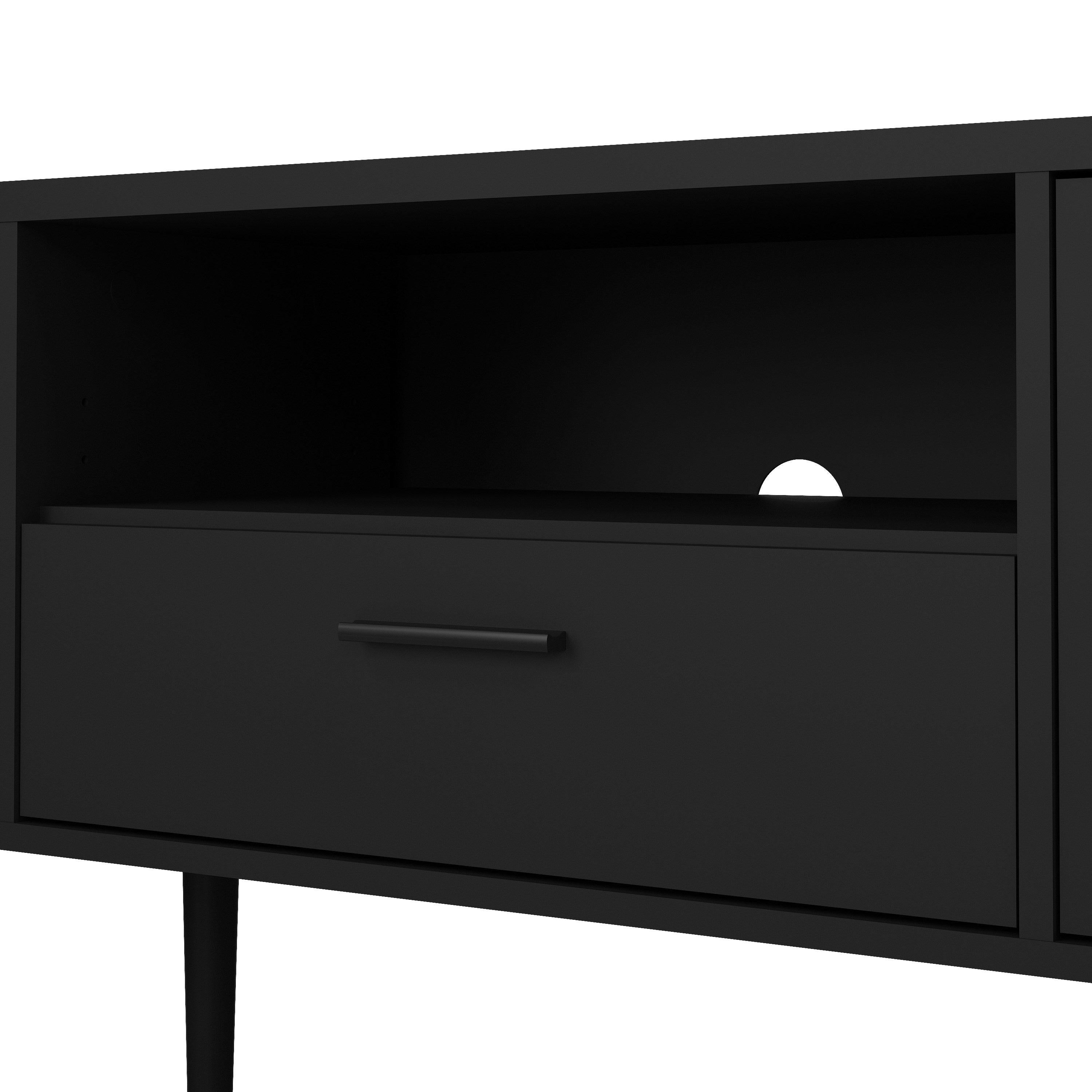 Media TV Unit with 2 Doors 1 Drawer in Black - image 8