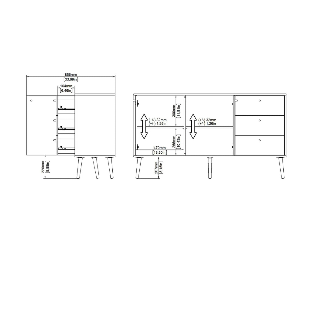 Cumbria Sideboard 2 Doors + 3 Drawers White - image 11