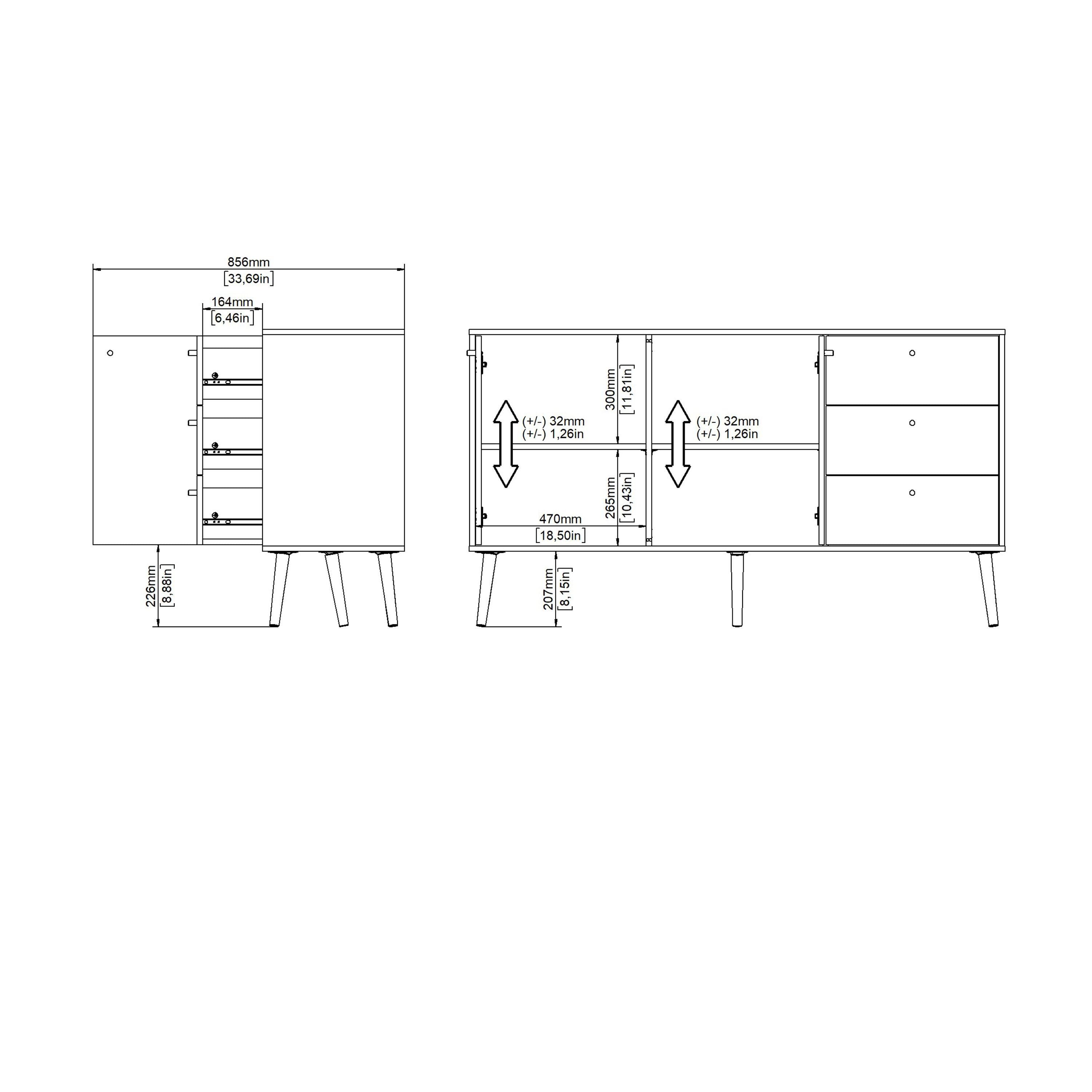 Cumbria Sideboard 2 Doors + 3 Drawers White - image 11