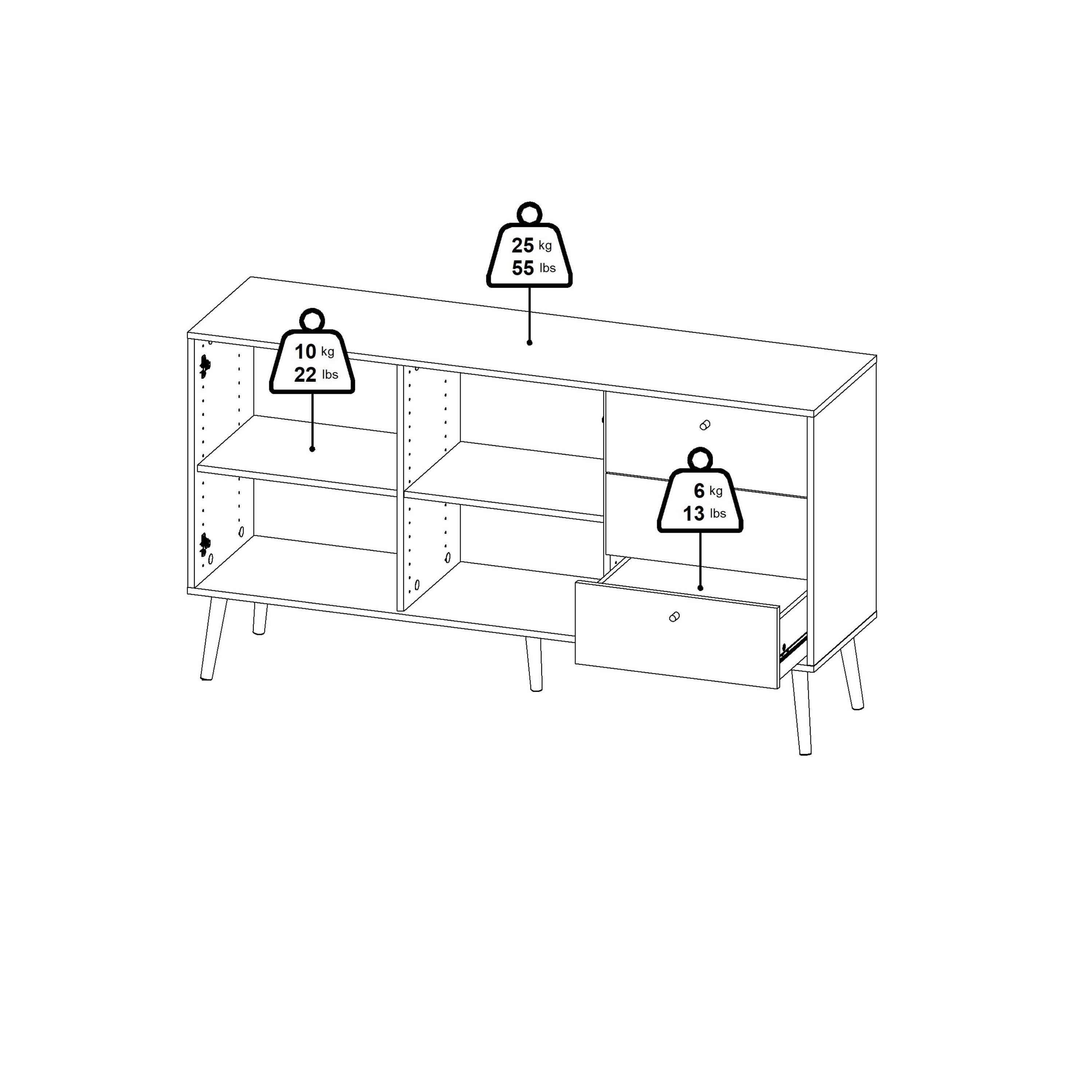 Cumbria Sideboard 2 Doors + 3 Drawers White - image 12