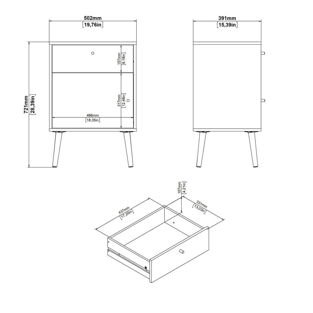 Cumbria Nightstand 1 Door + 1 Drawer Dark Grey - image 10