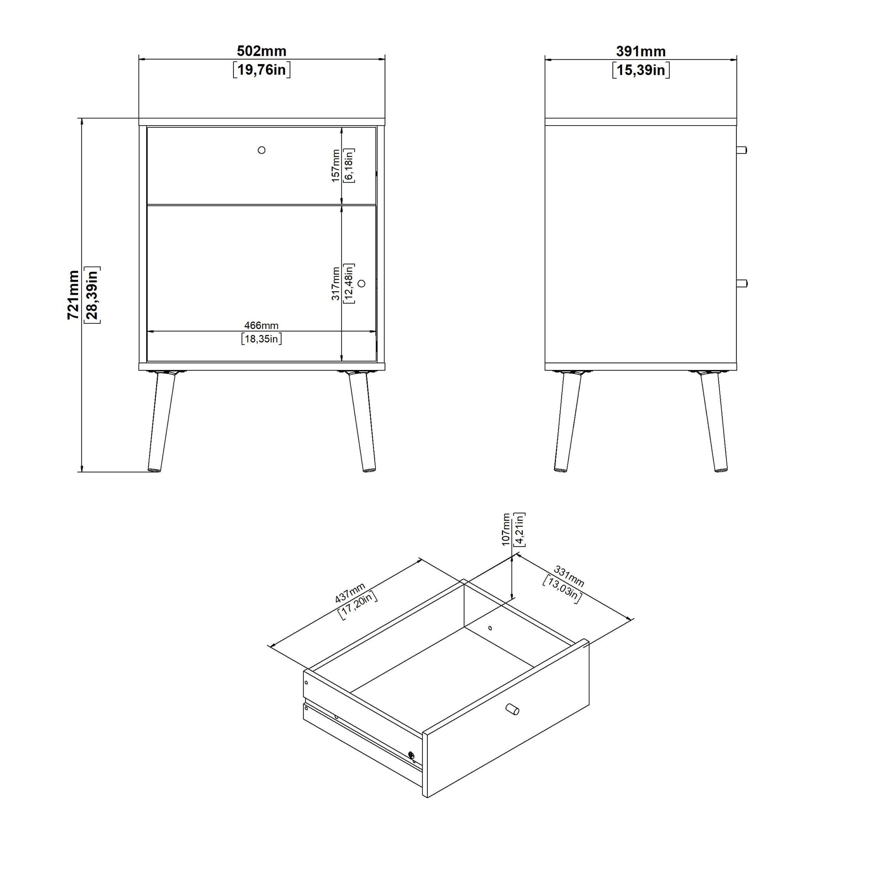 Cumbria Nightstand 1 Door + 1 Drawer Dark Grey - image 10