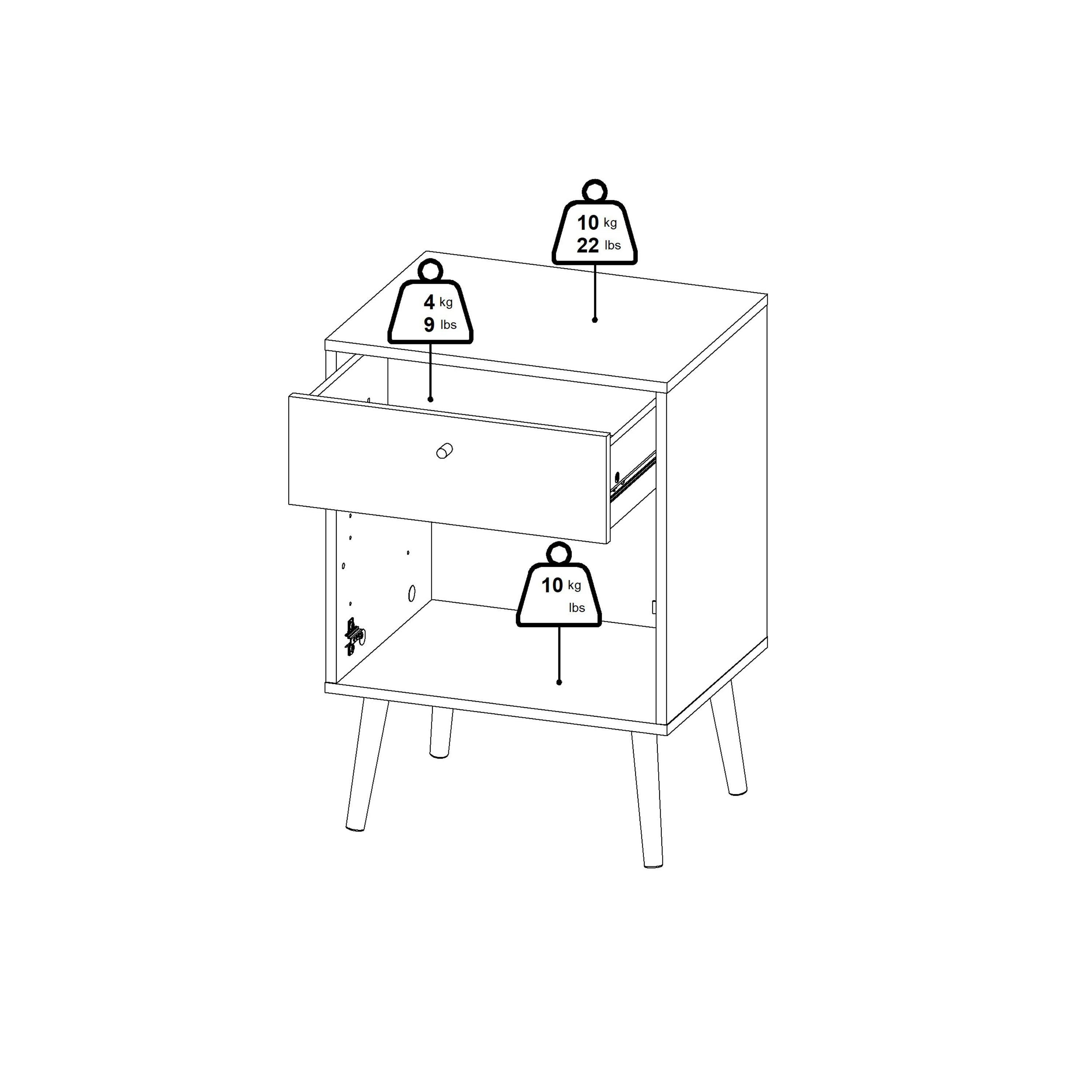 Cumbria Nightstand 1 Door + 1 Drawer Dark Grey - image 12