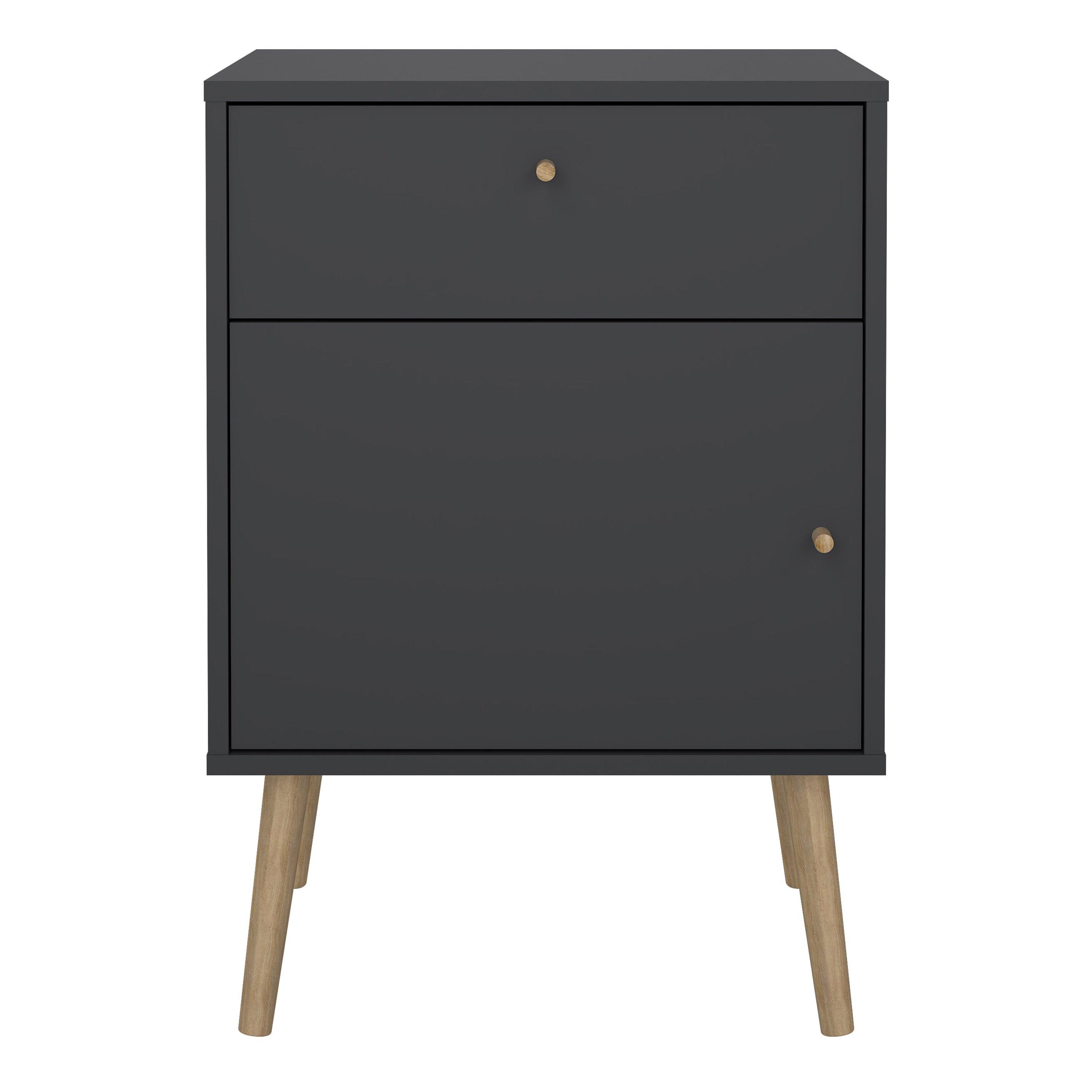 Cumbria Nightstand 1 Door + 1 Drawer Dark Grey - image 2