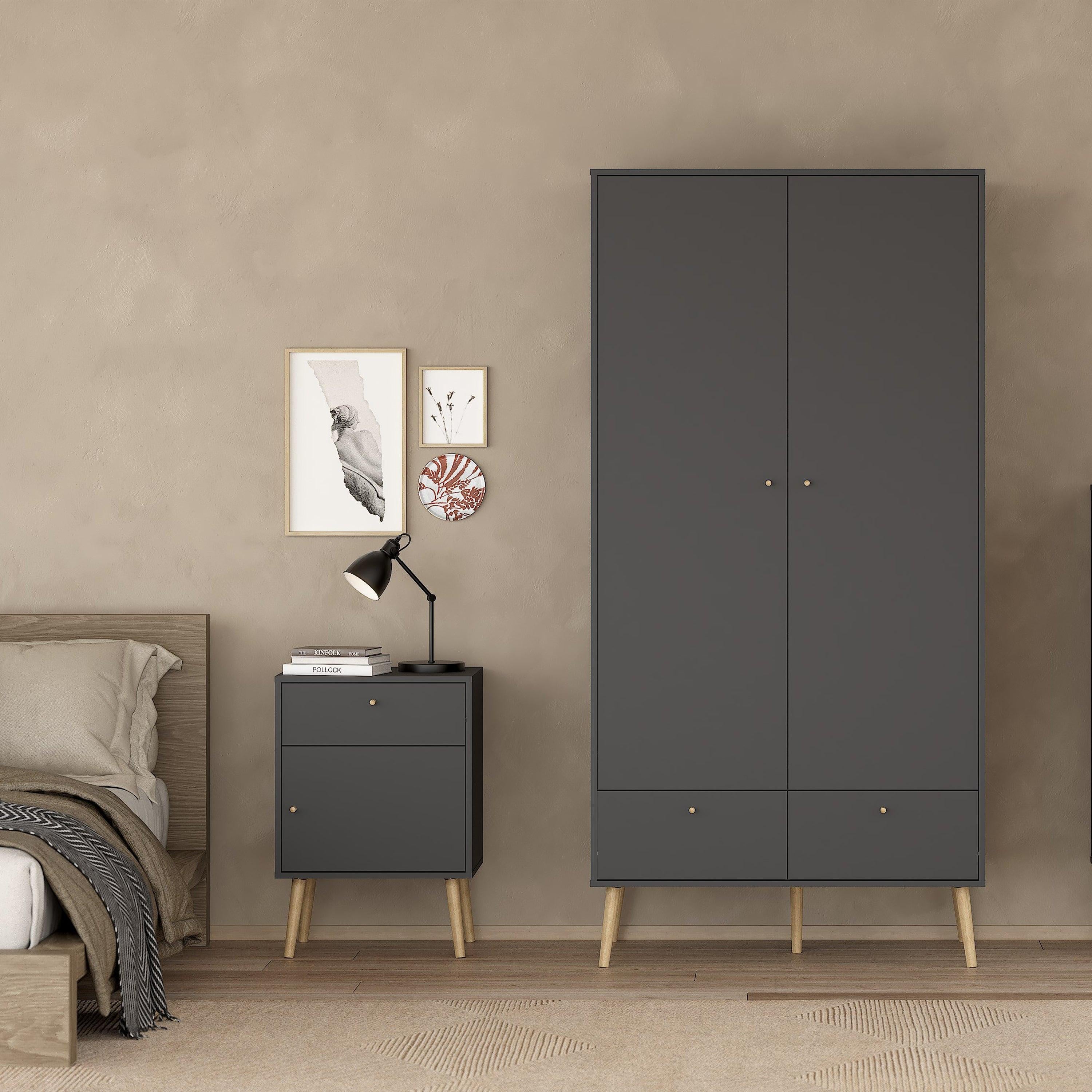 Cumbria Nightstand 1 Door + 1 Drawer Dark Grey - image 6