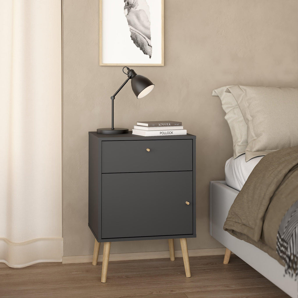 Cumbria Nightstand 1 Door + 1 Drawer Dark Grey - image 7