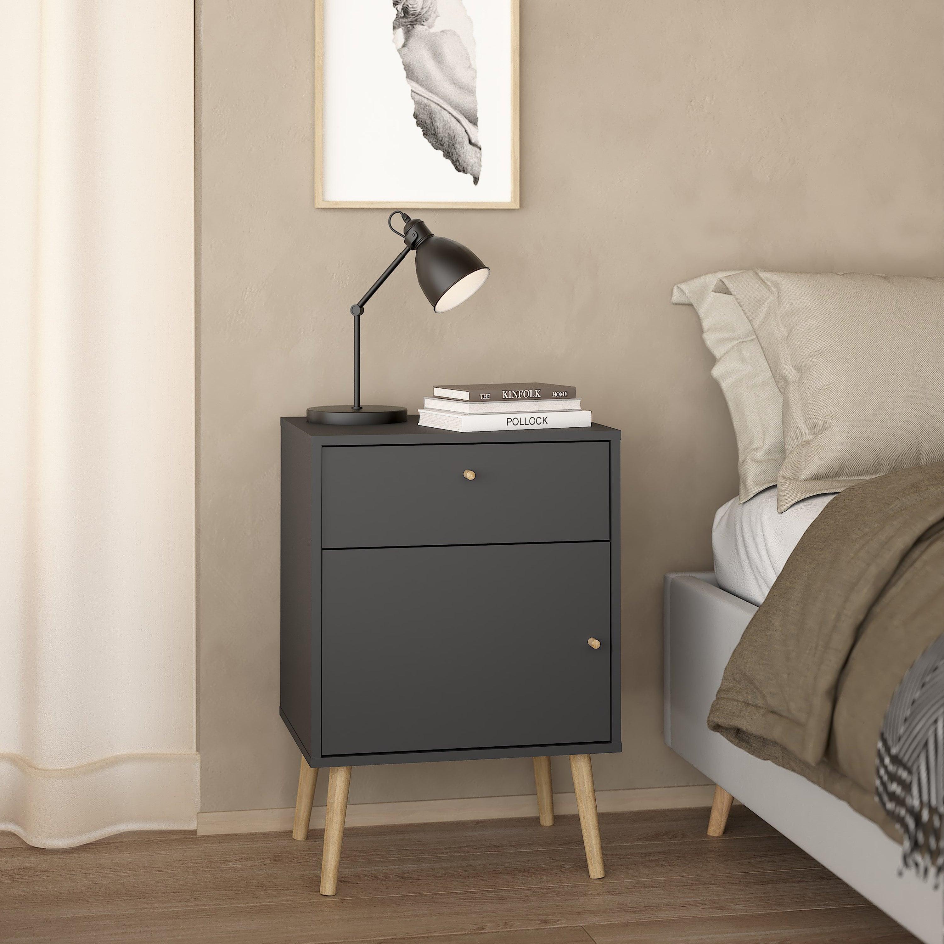 Cumbria Nightstand 1 Door + 1 Drawer Dark Grey - image 7