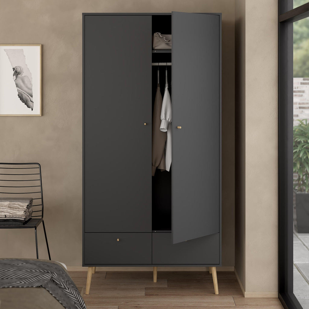 Cumbria Wardrobe with 2 Doors + 2 Drawers Dark Grey - image 10