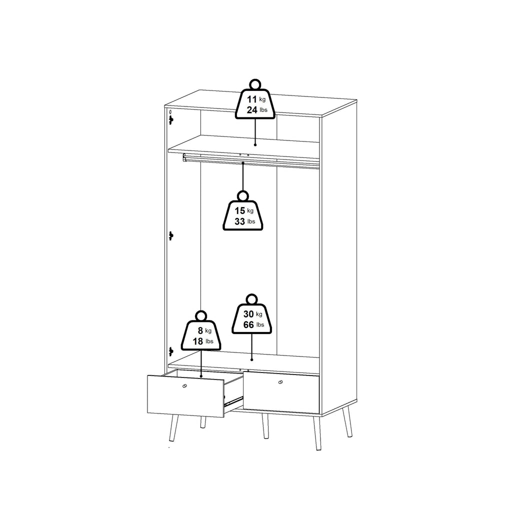 Cumbria Wardrobe with 2 Doors + 2 Drawers Dark Grey - image 15