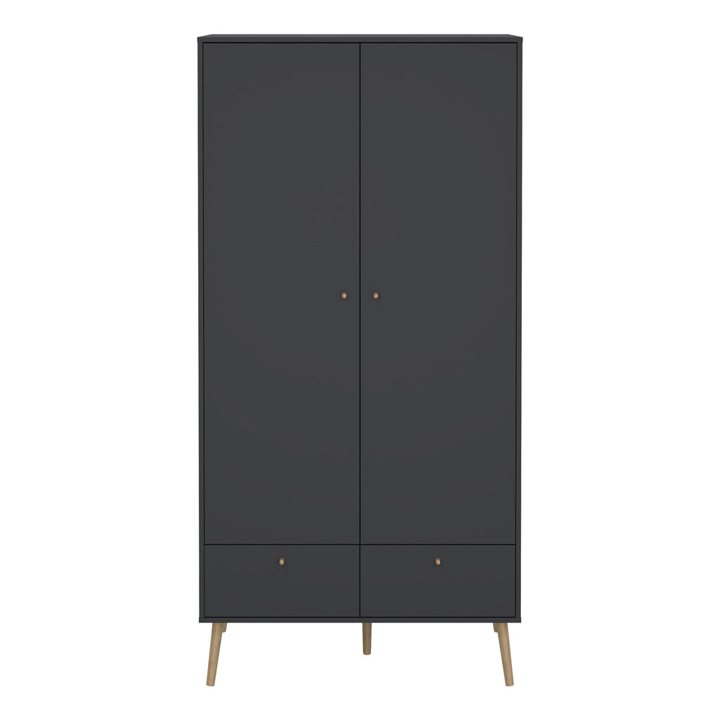 Cumbria Wardrobe with 2 Doors + 2 Drawers Dark Grey - image 2