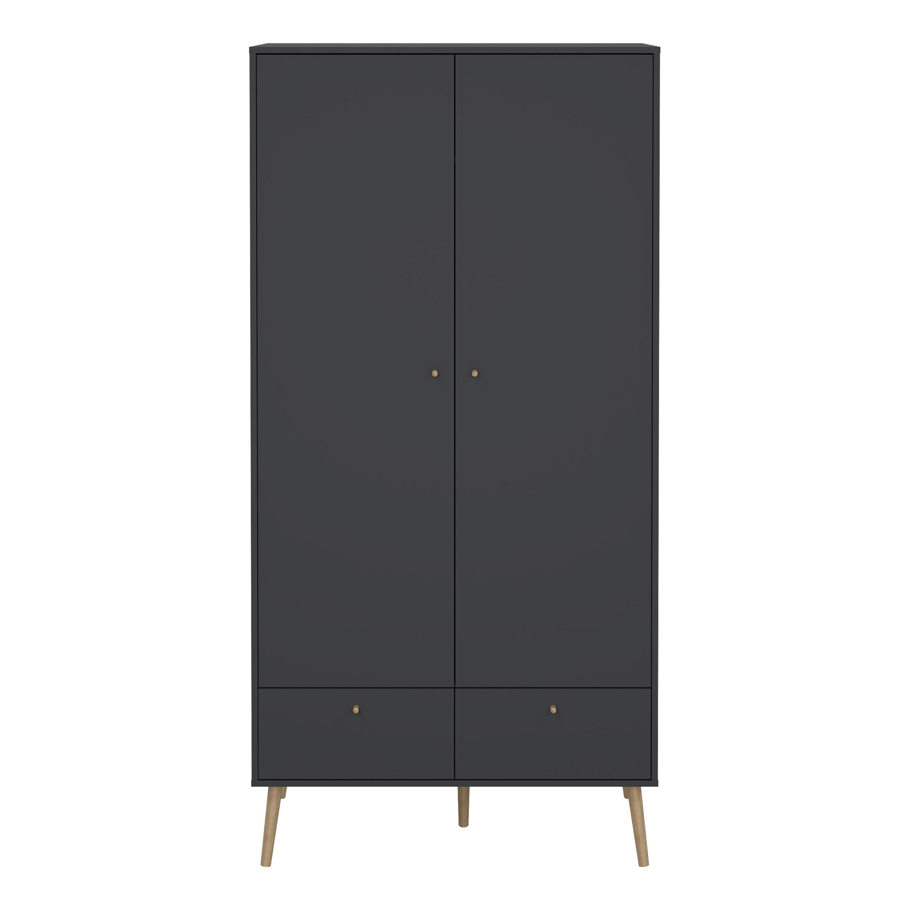 Cumbria Wardrobe with 2 Doors + 2 Drawers Dark Grey - image 2