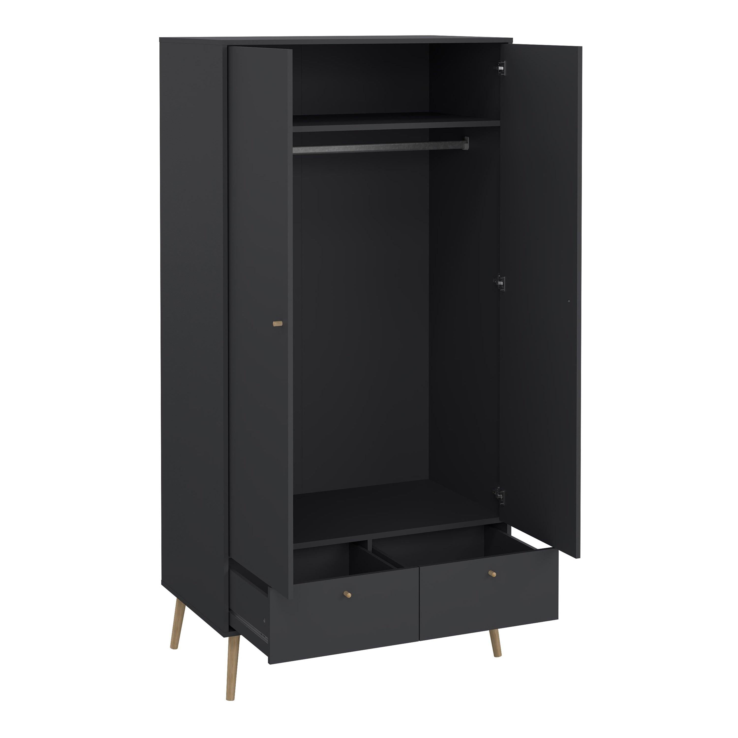 Cumbria Wardrobe with 2 Doors + 2 Drawers Dark Grey - image 5