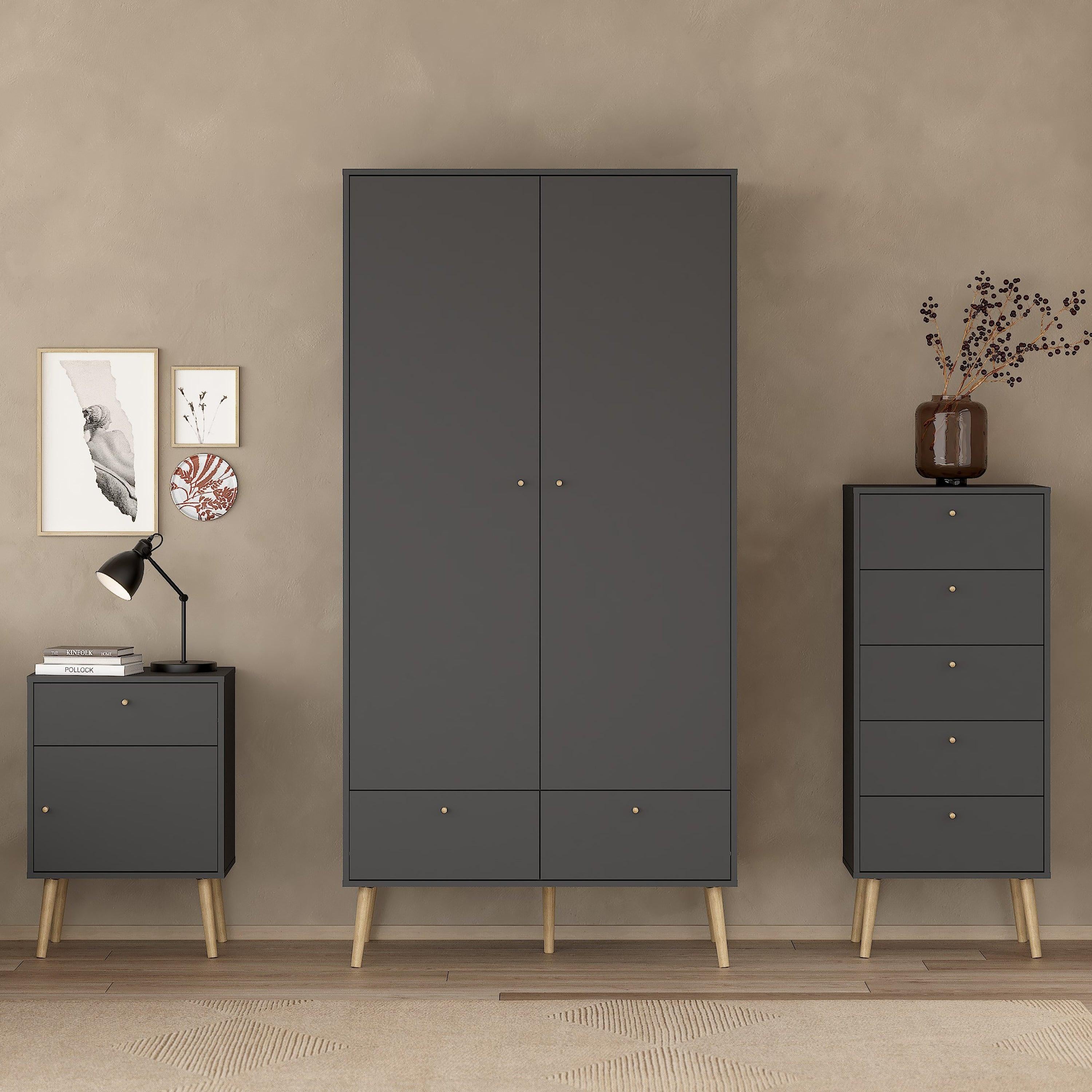 Cumbria Wardrobe with 2 Doors + 2 Drawers Dark Grey - image 6