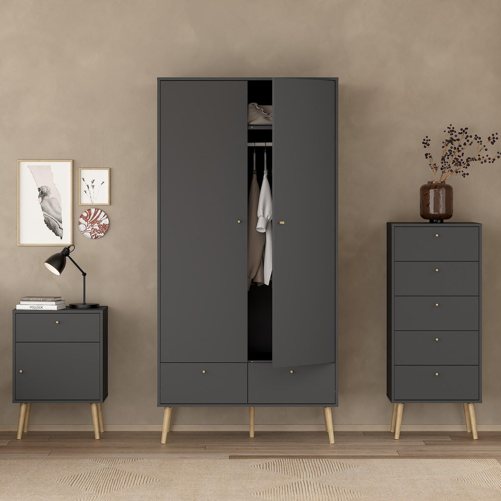 Cumbria Wardrobe with 2 Doors + 2 Drawers Dark Grey - image 7