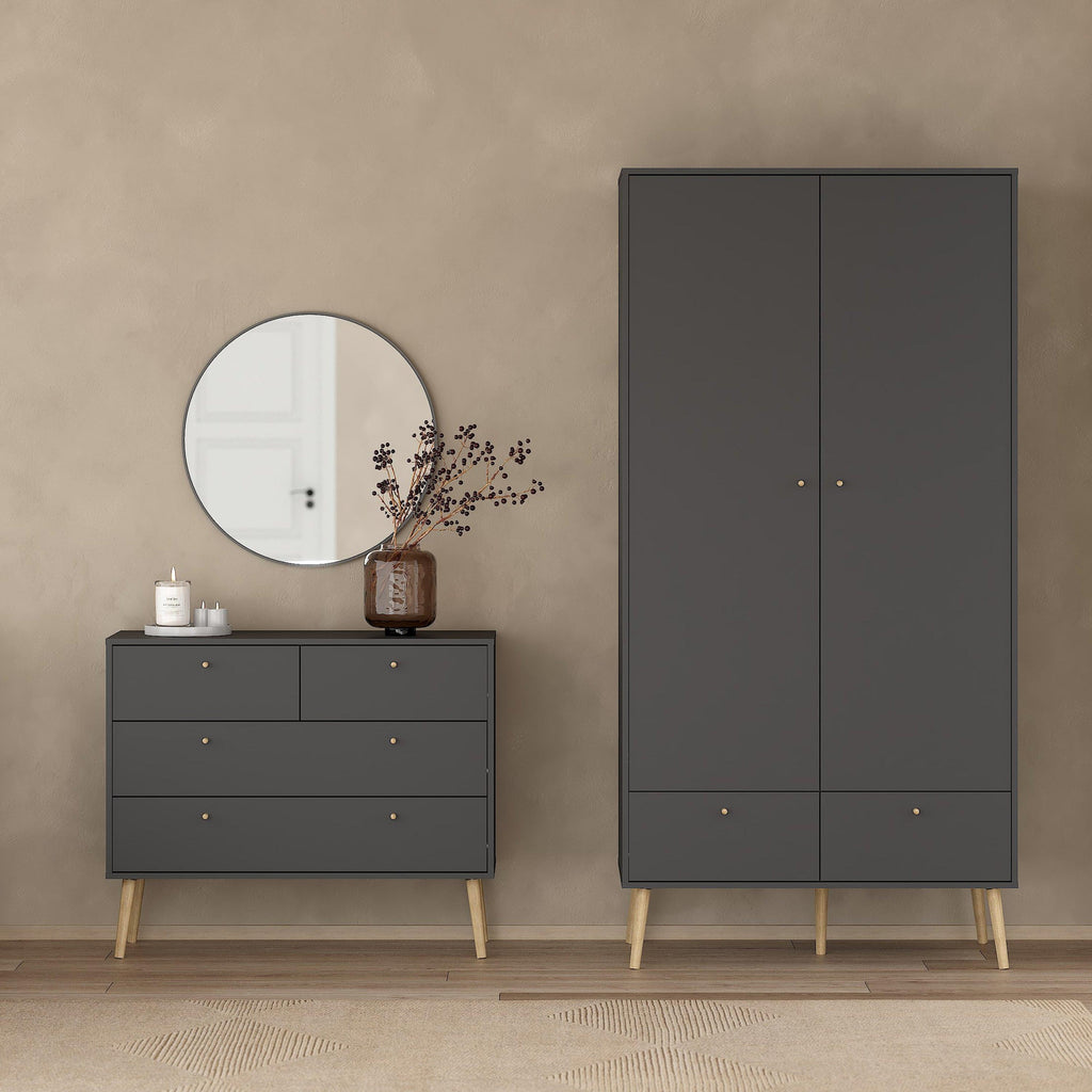 Cumbria Wardrobe with 2 Doors + 2 Drawers Dark Grey - image 8