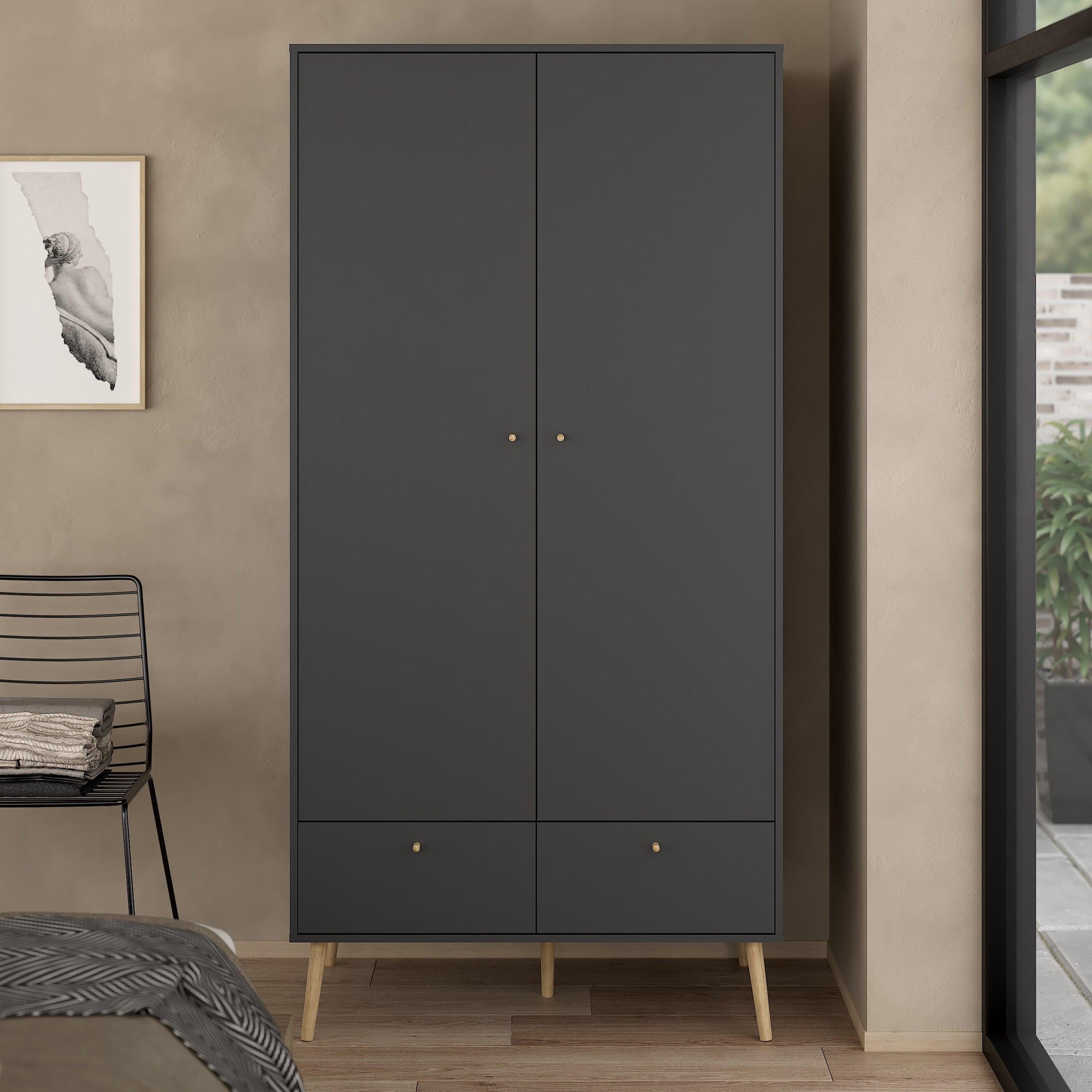 Cumbria Wardrobe with 2 Doors + 2 Drawers Dark Grey - image 9