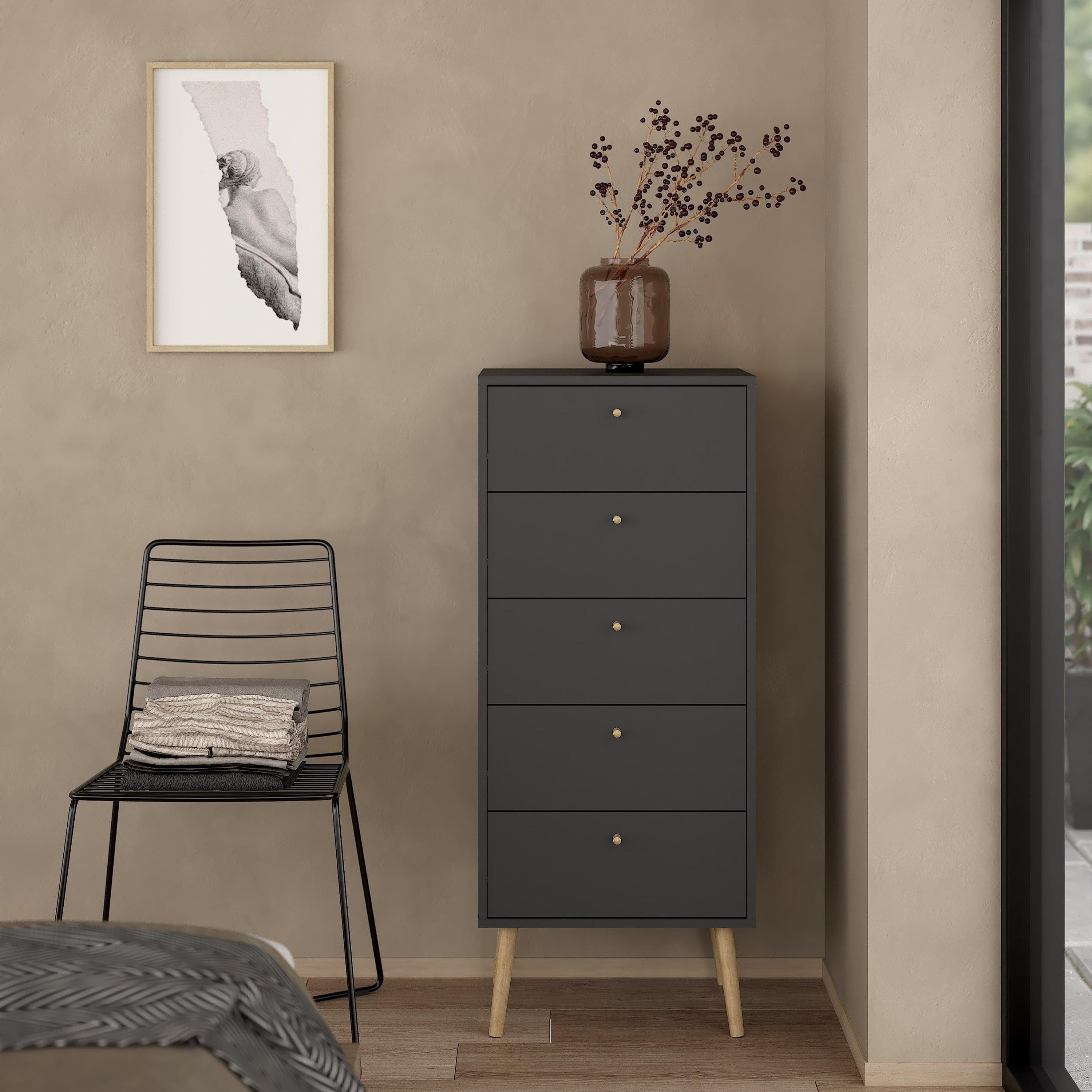 Cumbria Chest 5 Drawers Dark Grey - image 7